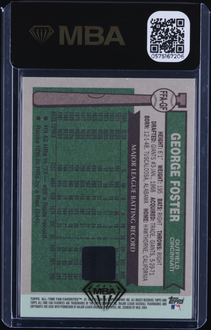 2004 Topps All-Time Fan Favorites George Foster AUTO #FFA-GF MBA AUTH