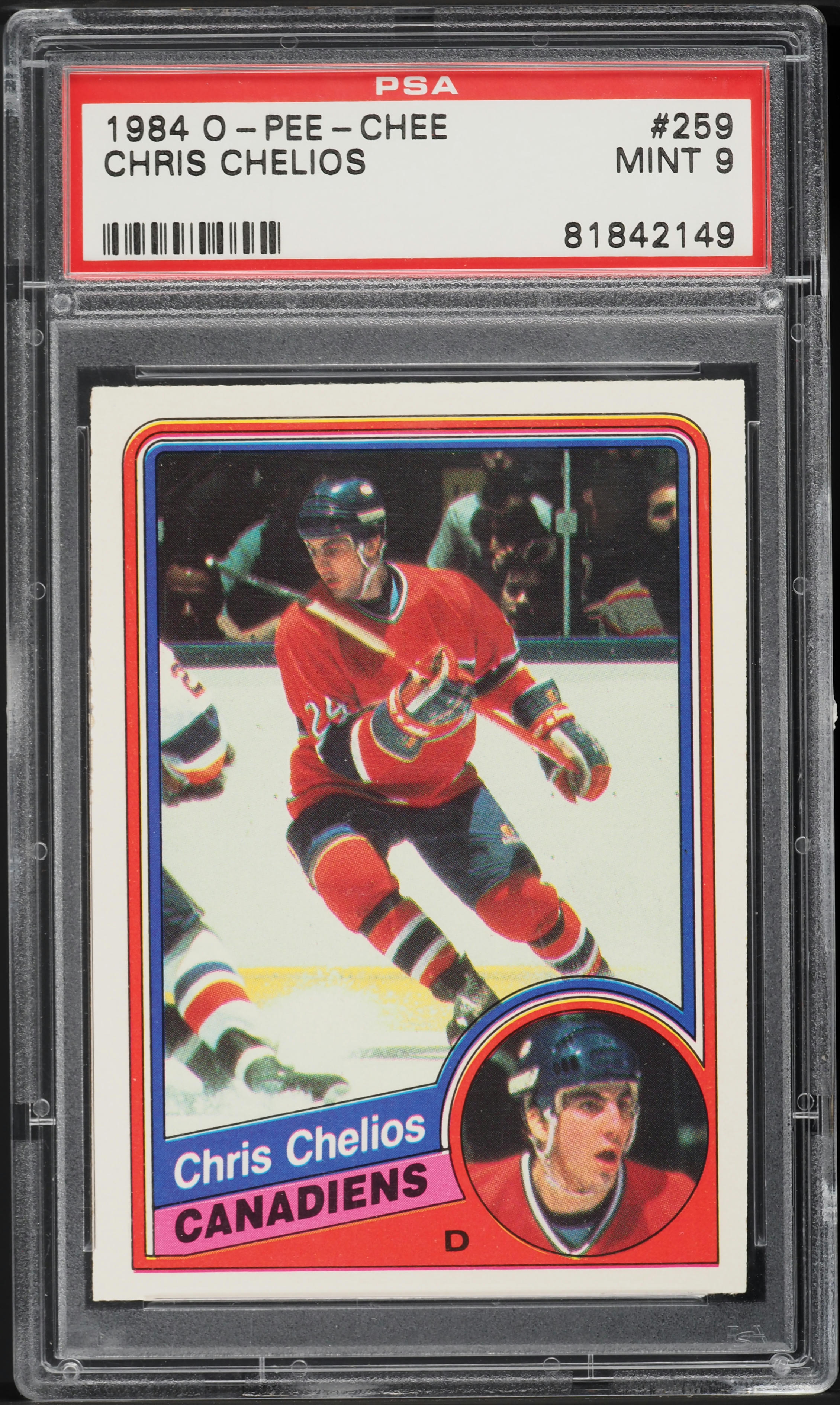 1984 O-Pee-Chee Hockey Chris Chelios ROOKIE #259 PSA 9 MINT