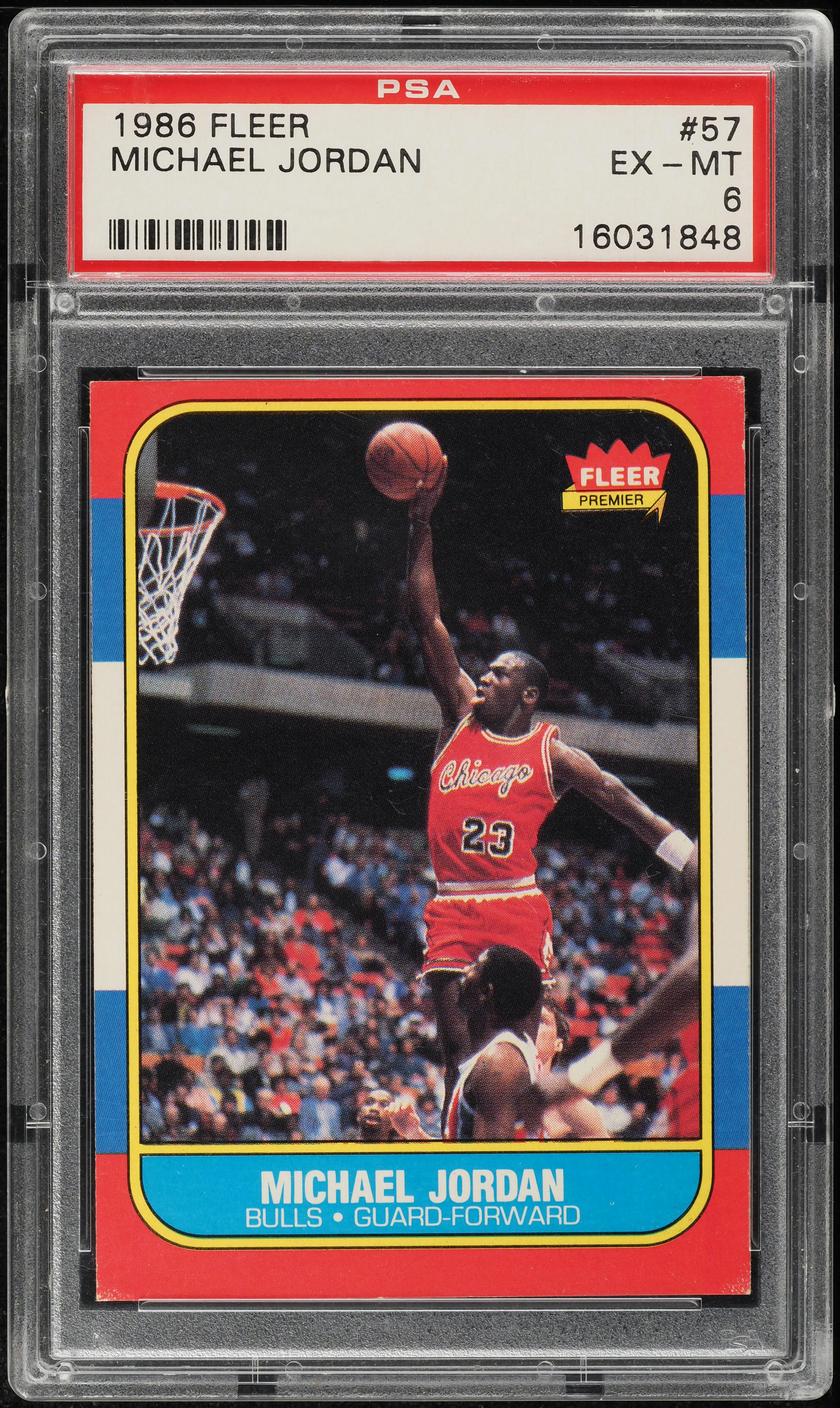1986 Fleer Basketball Michael Jordan ROOKIE #57 PSA 6 EXMT