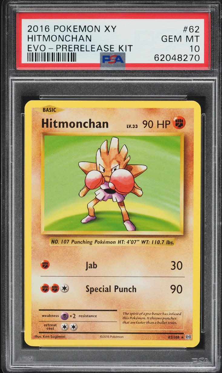 2016 Pokemon XY Evolutions Prerelease Kit Hitmonchan #62 PSA 10 GEM MINT