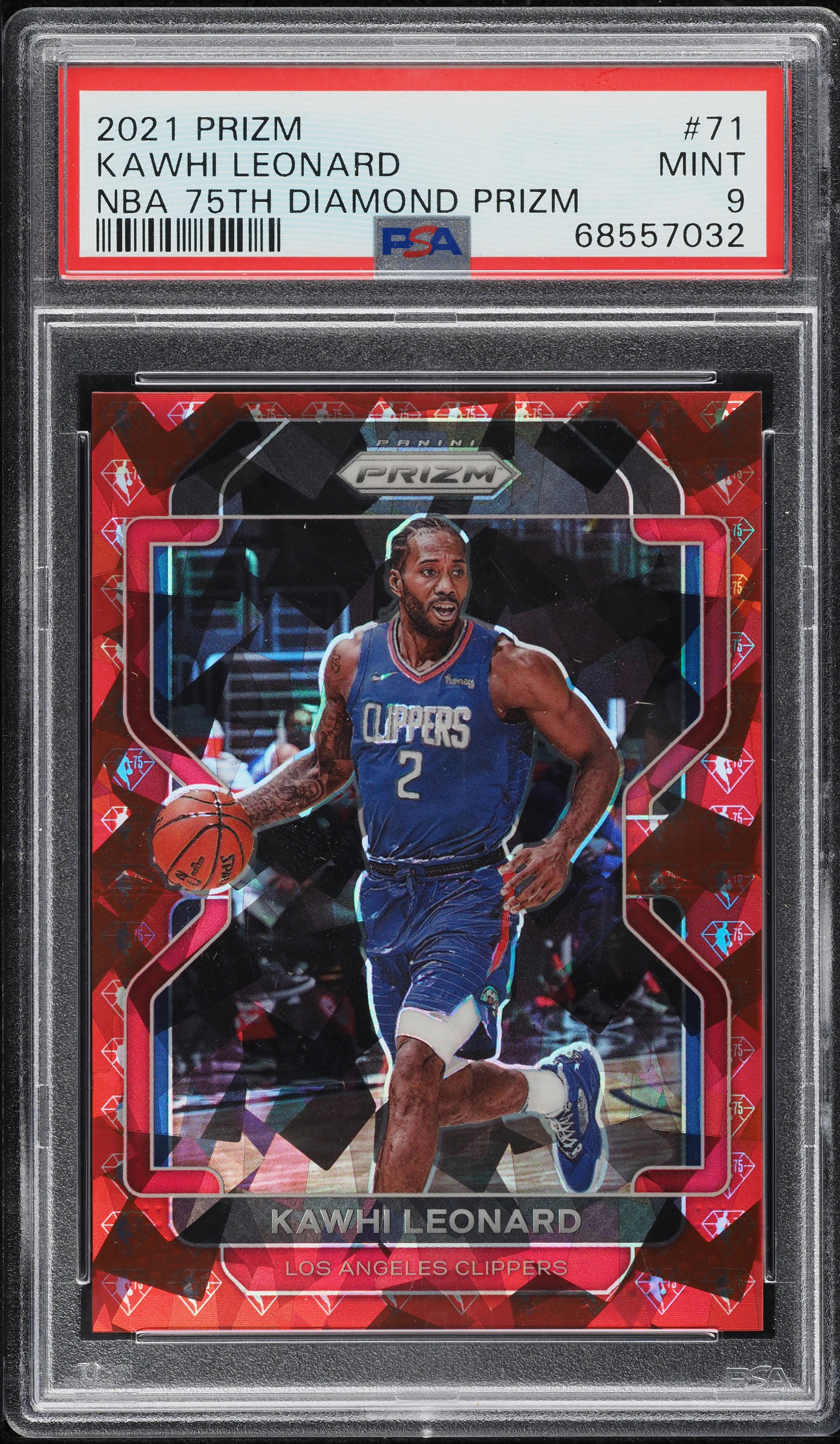 2021 Panini Prizm NBA 75th Diamond Kawhi Leonard /75 #71 PSA 9 MINT
