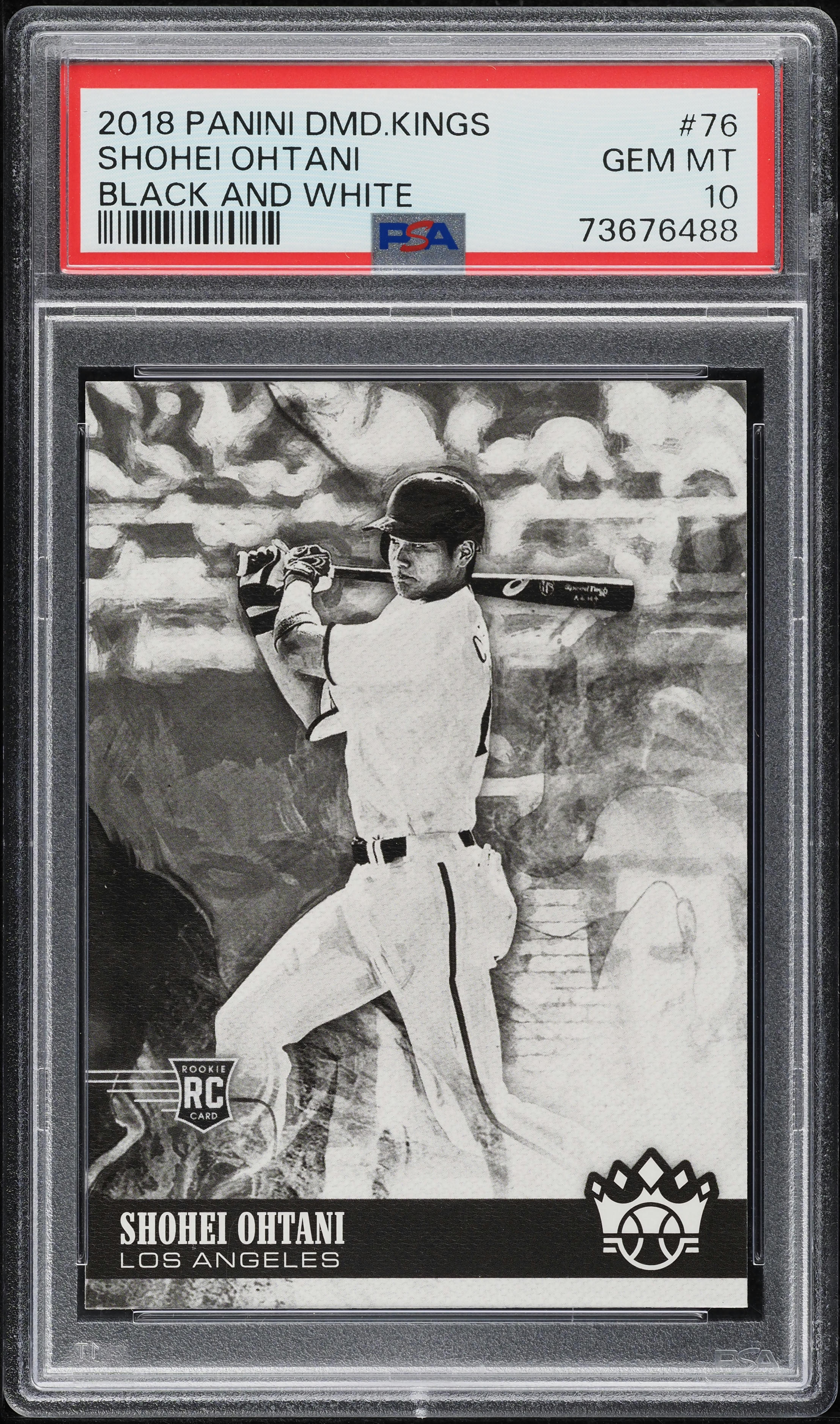 2018 Panini Diamond Kings Black & White Shohei Ohtani ROOKIE #76 PSA 10 GEM MINT