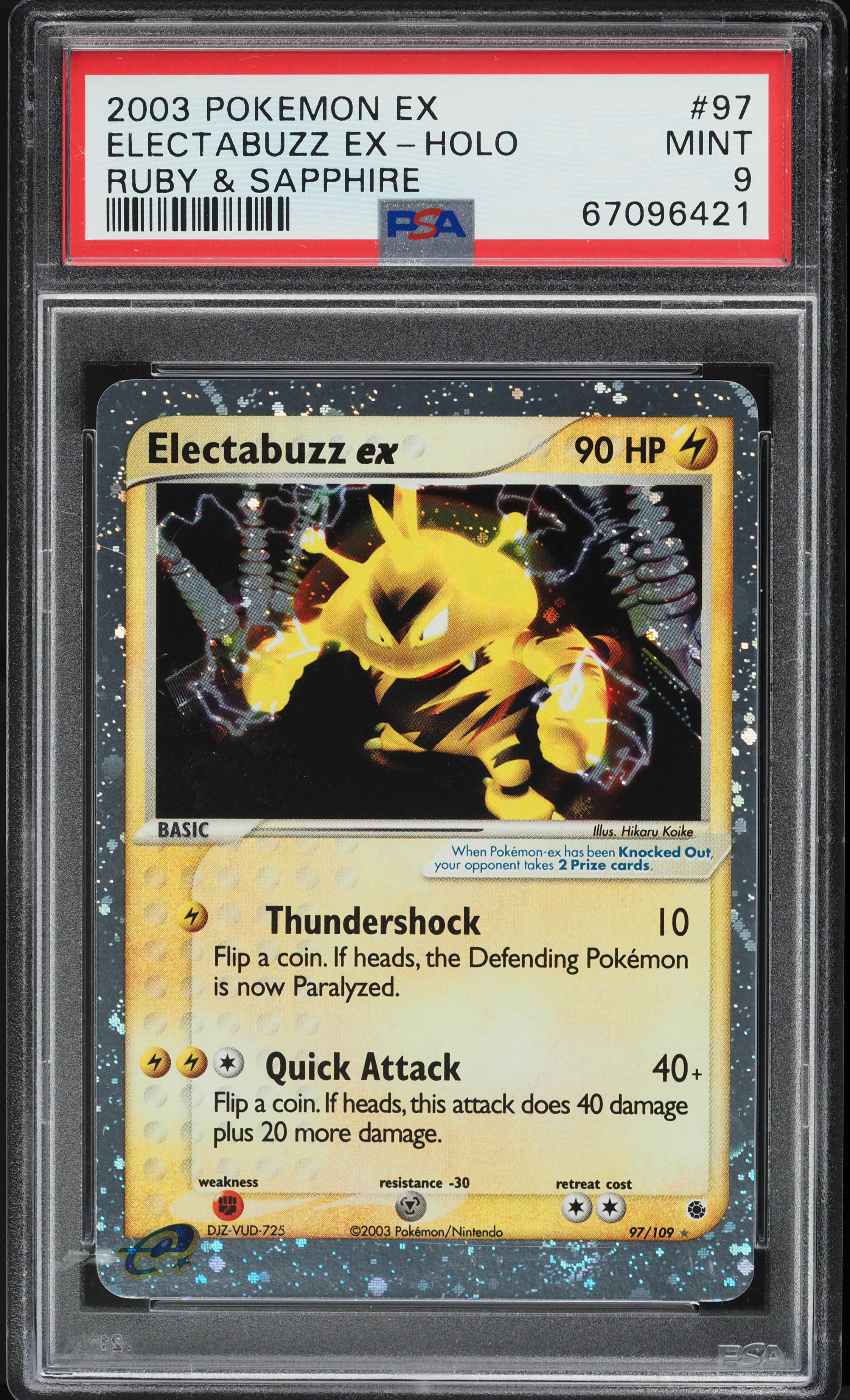 2003 Pokemon Japanese Expansion Pack Holo Electabuzz EX #23 PSA 9