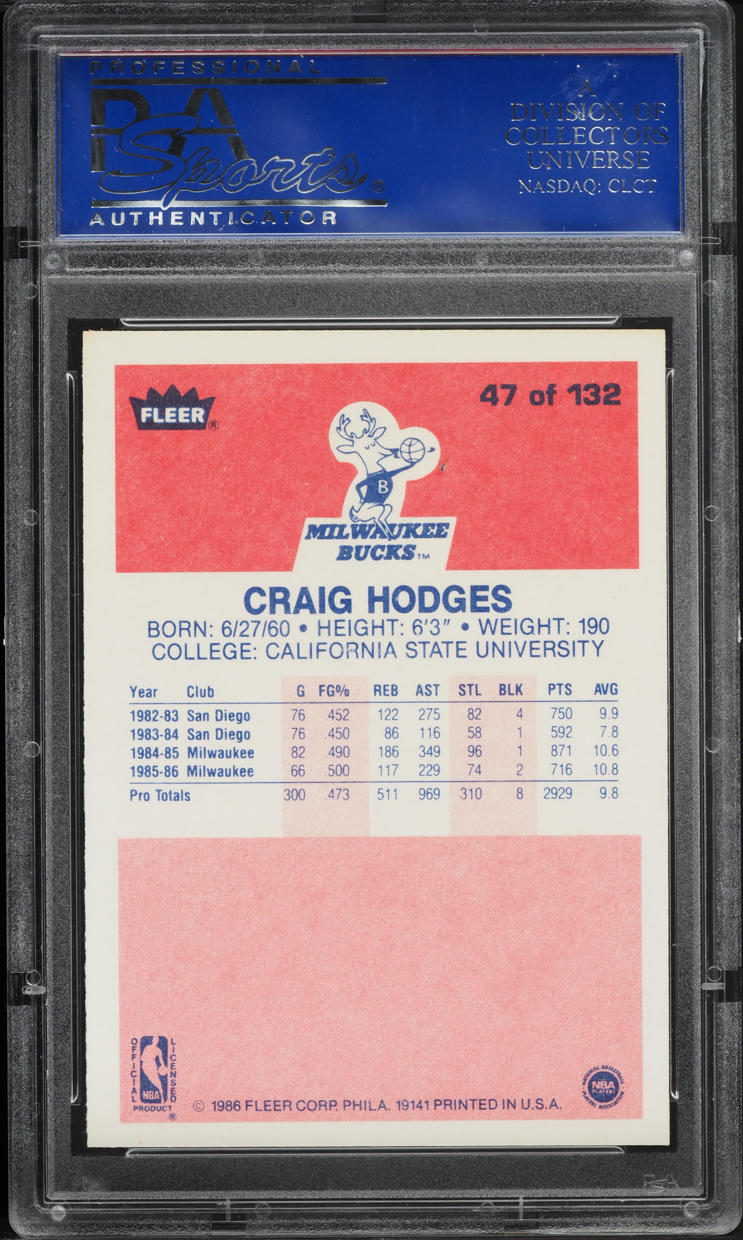 1986 Fleer Basketball Craig Hodges #47 PSA 10 GEM MINT