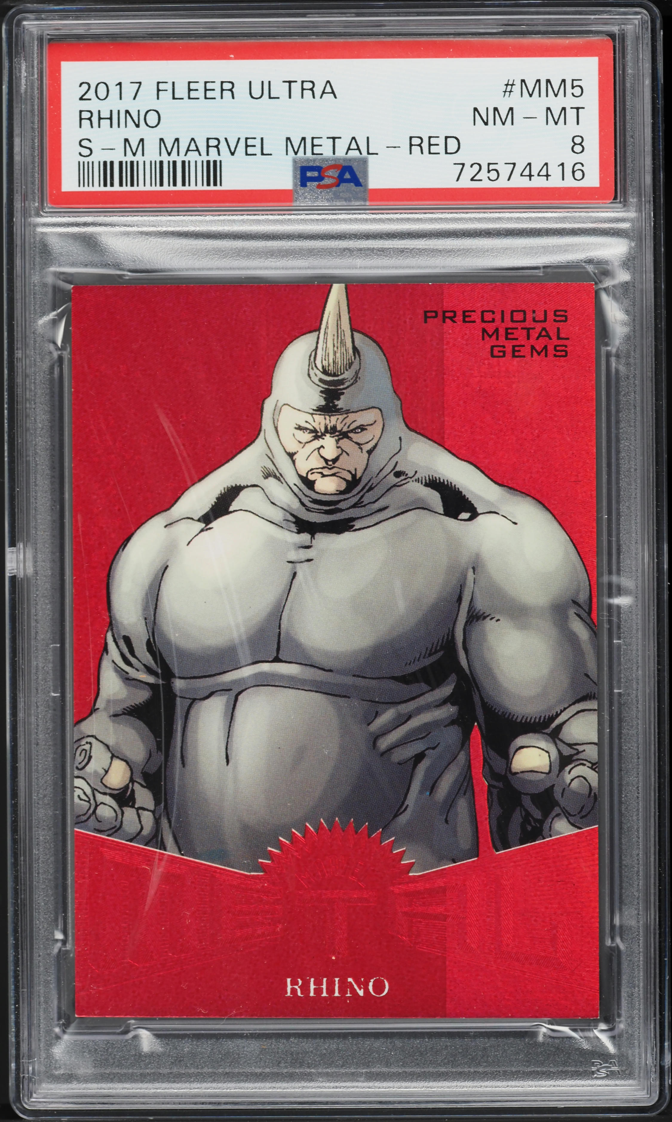 2017 Fleer Ultra Marvel Precious Metal Gems PMG Red Rhino /99 #MM5 PSA 8 NM-MT