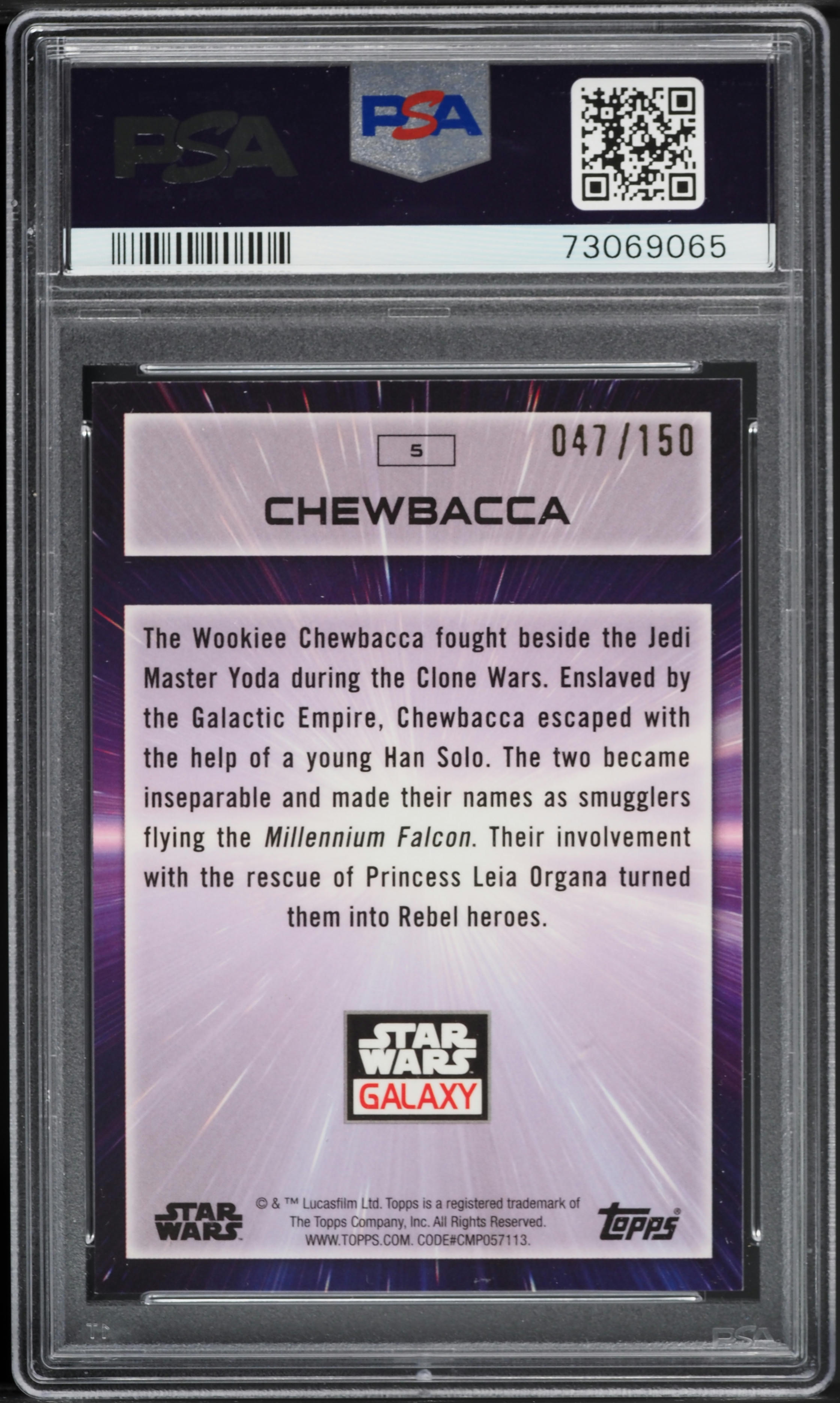 2022 Topps Chrome Star Wars Galaxy Atomic Refractor Chewbacca /150