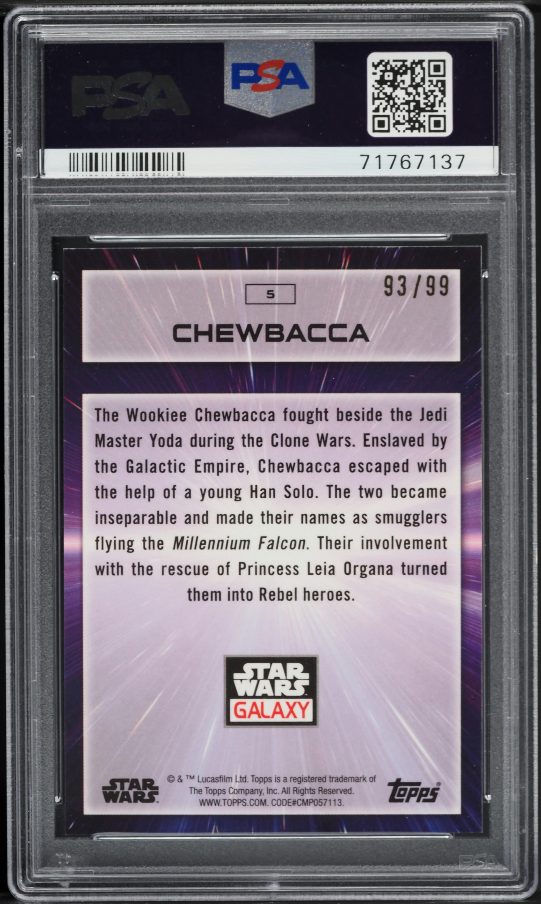 2022 Topps Chrome Star Wars Galaxy Wave Refractor Chewbacca /99 #5