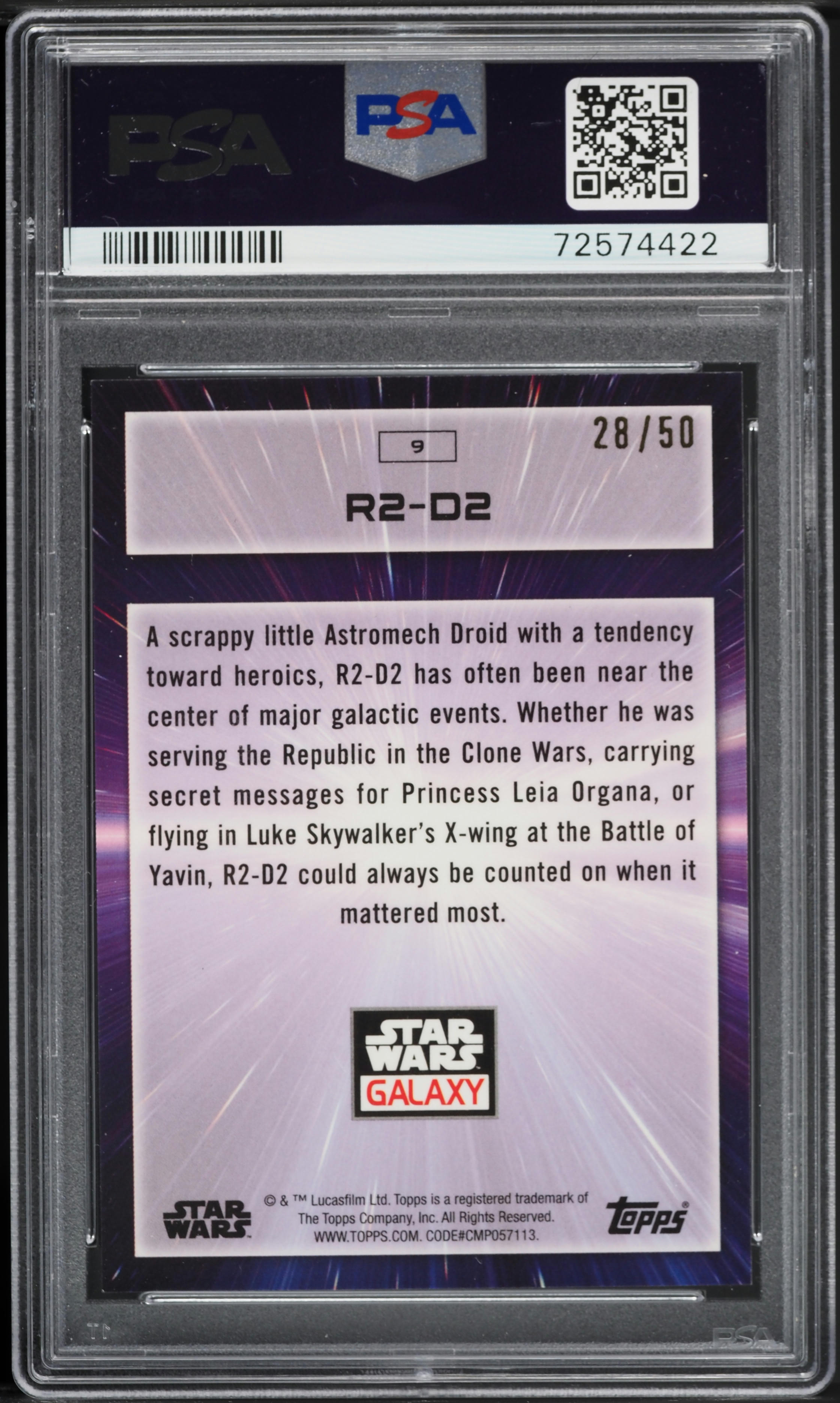 2022 Topps Chrome Star Wars Galaxy Mojo Refractor R2-D2 /50 #9 PSA