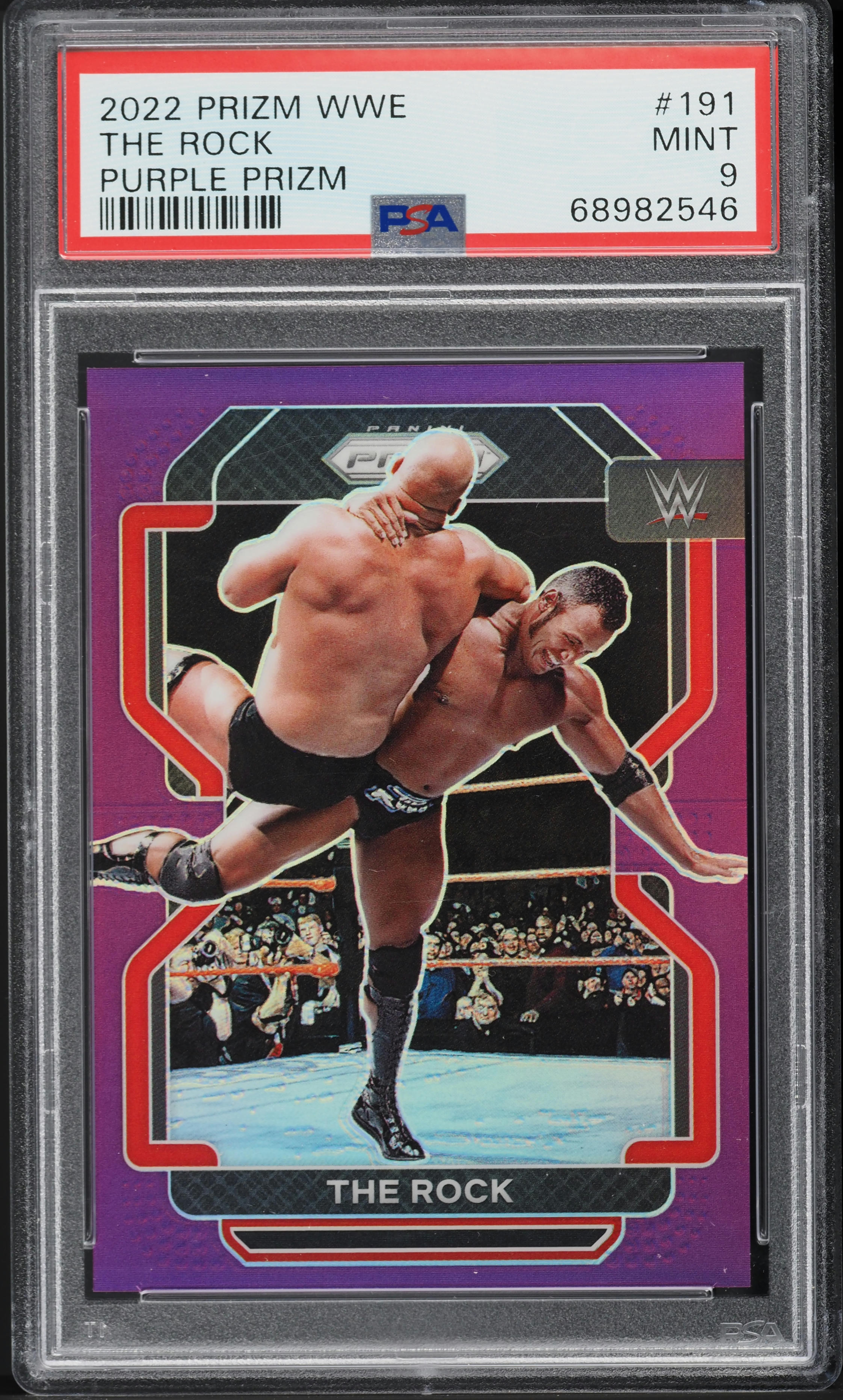 2022 Panini Prizm WWE Purple The Rock /149 #191 PSA 9 MINT
