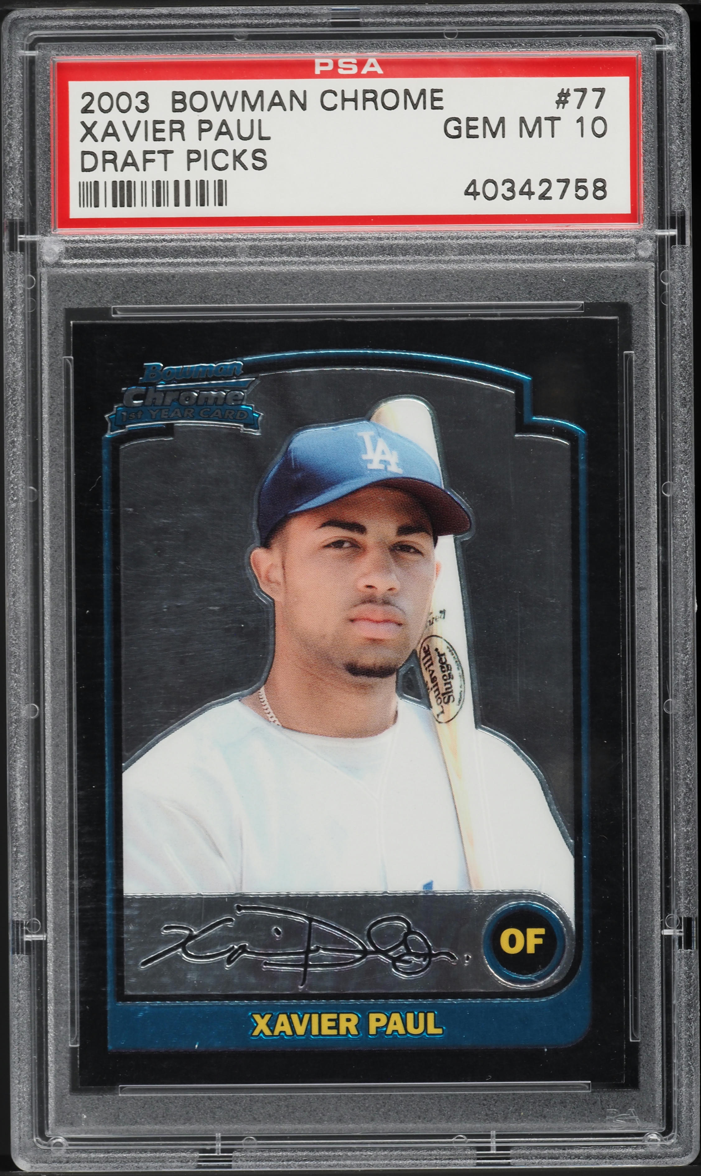 2003 Bowman Chrome Draft Picks Xavier Paul ROOKIE #77 PSA 10 GEM MINT