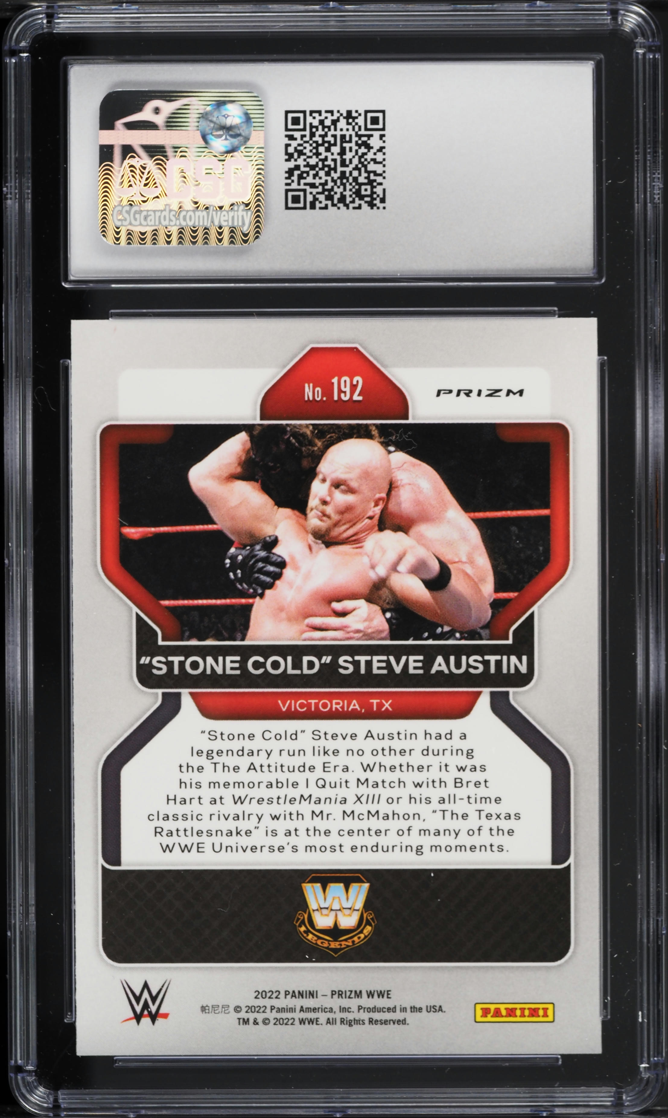2022 Panini Prizm WWE Ruby Wave Stone Cold Steve Austin #192 CSG 8.5 NM-MT+