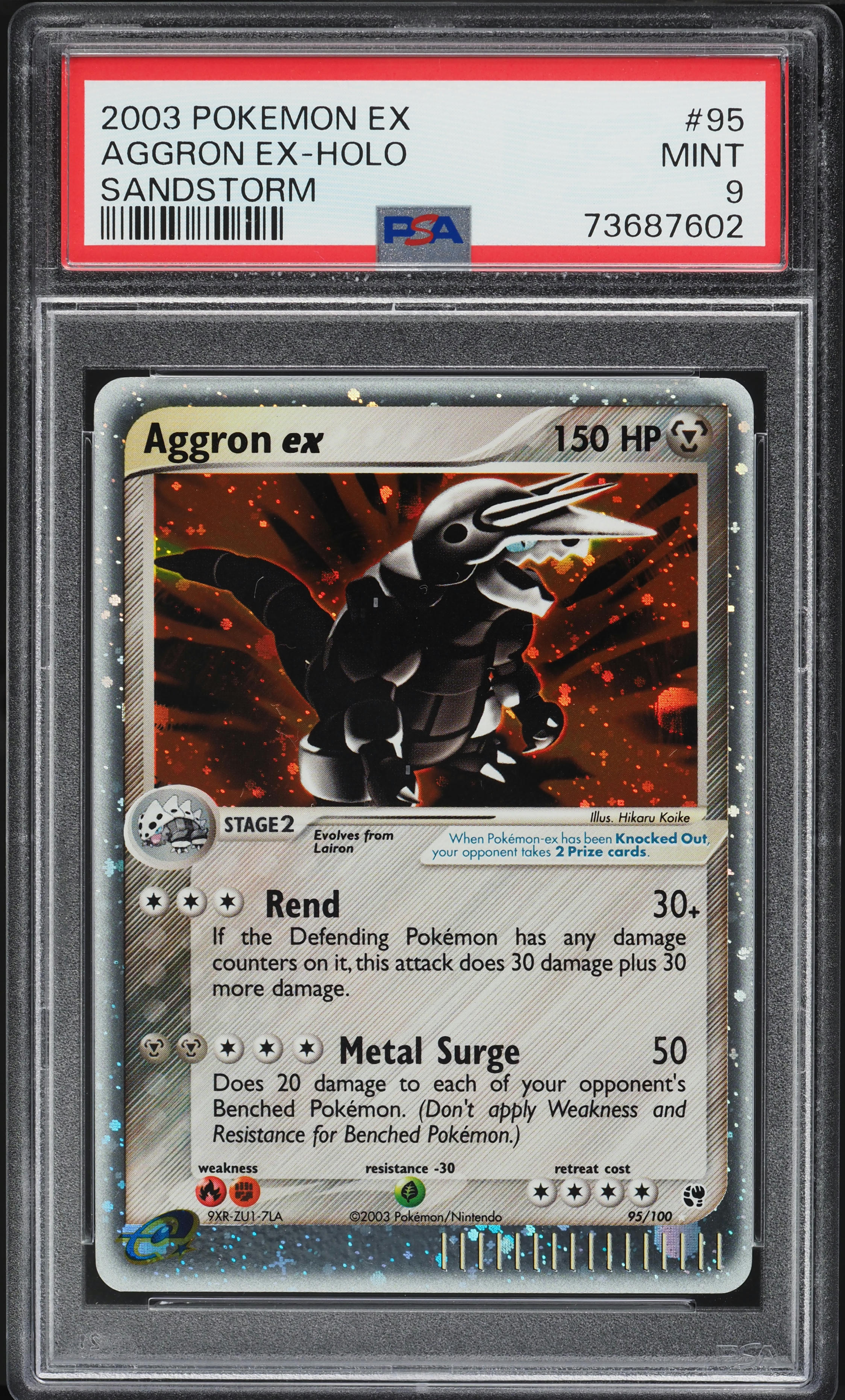 2003 Pokemon EX Sandstorm Holo Aggron ex #95 PSA 9 MINT