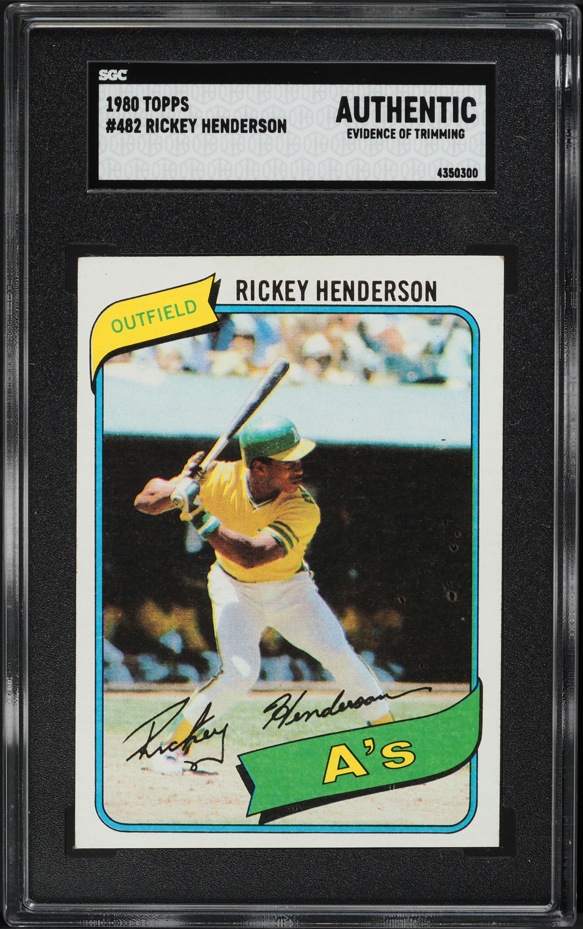 1980 Topps Rickey Henderson ROOKIE #482 SGC AUTH