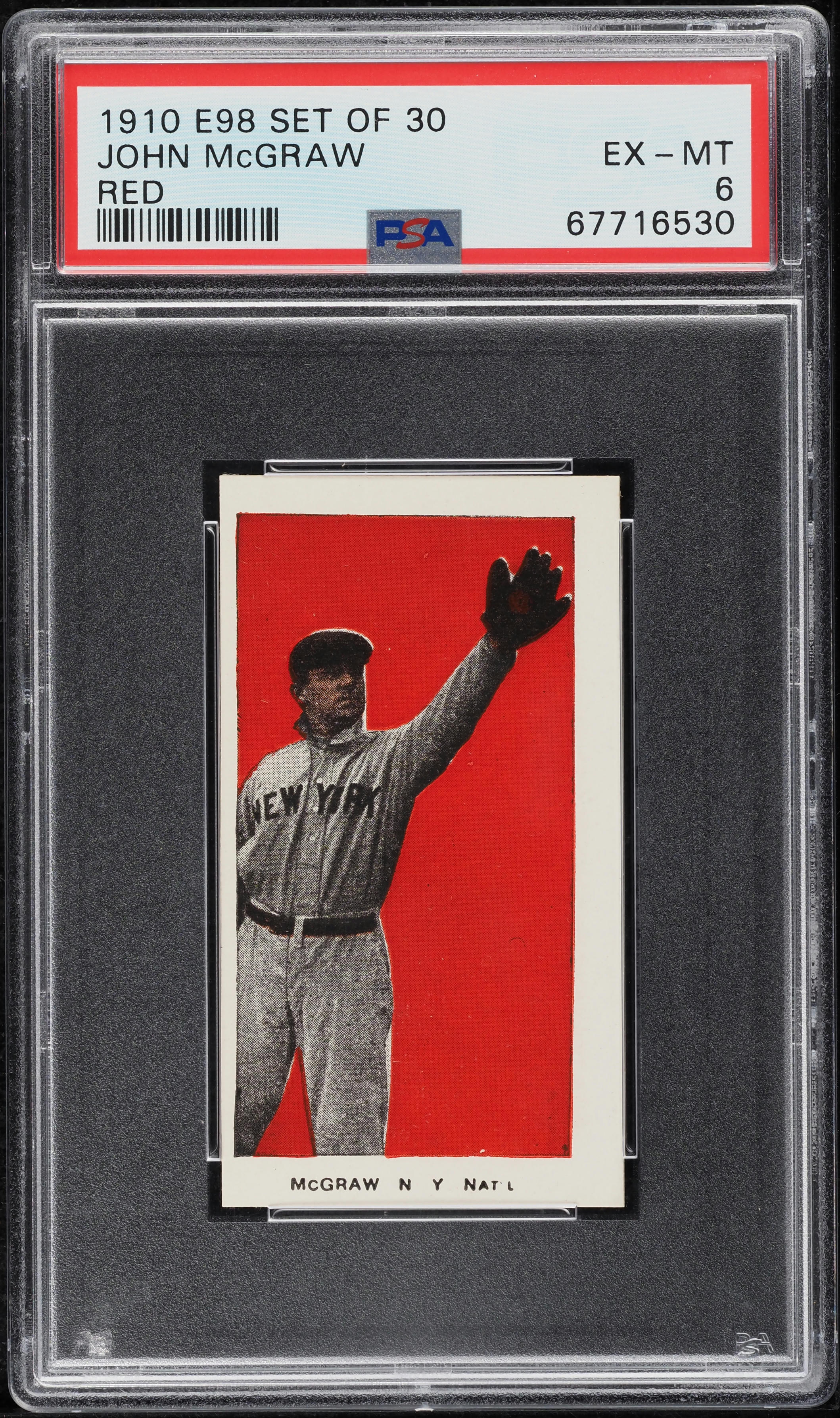 1910 E98 Set Of 30 John McGraw RED PSA 6 EXMT