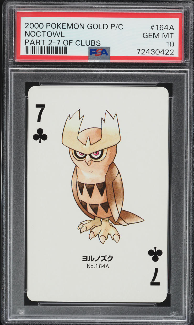 2000 Pokemon Gold Version Part 2 Playing Cards 7 Of Clubs Noctowl #164A PSA  10