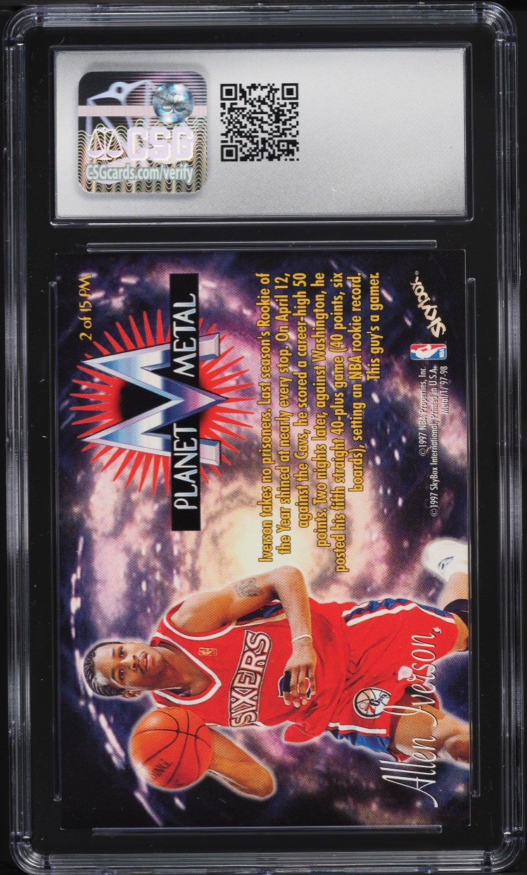 1997 Metal Universe Planet Metal Allen Iverson #2 CSG 8.5 NM-MT+