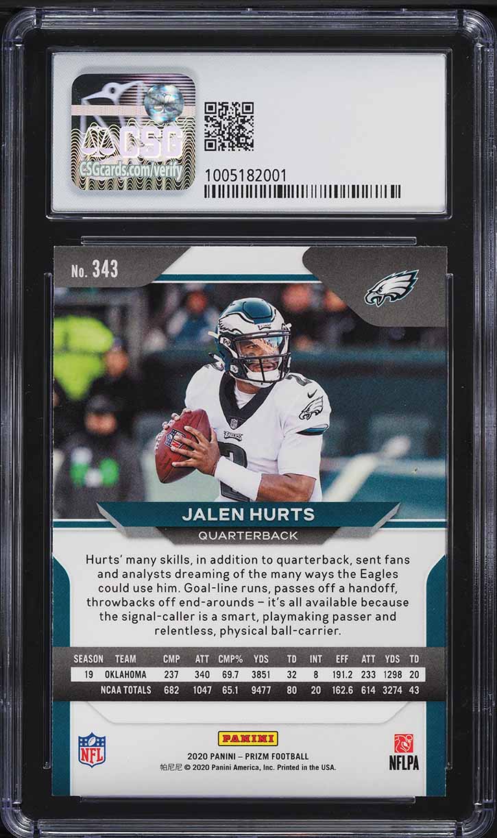 2020 Panini Prizm Jalen Hurts ROOKIE #343 CSG 9 MINT