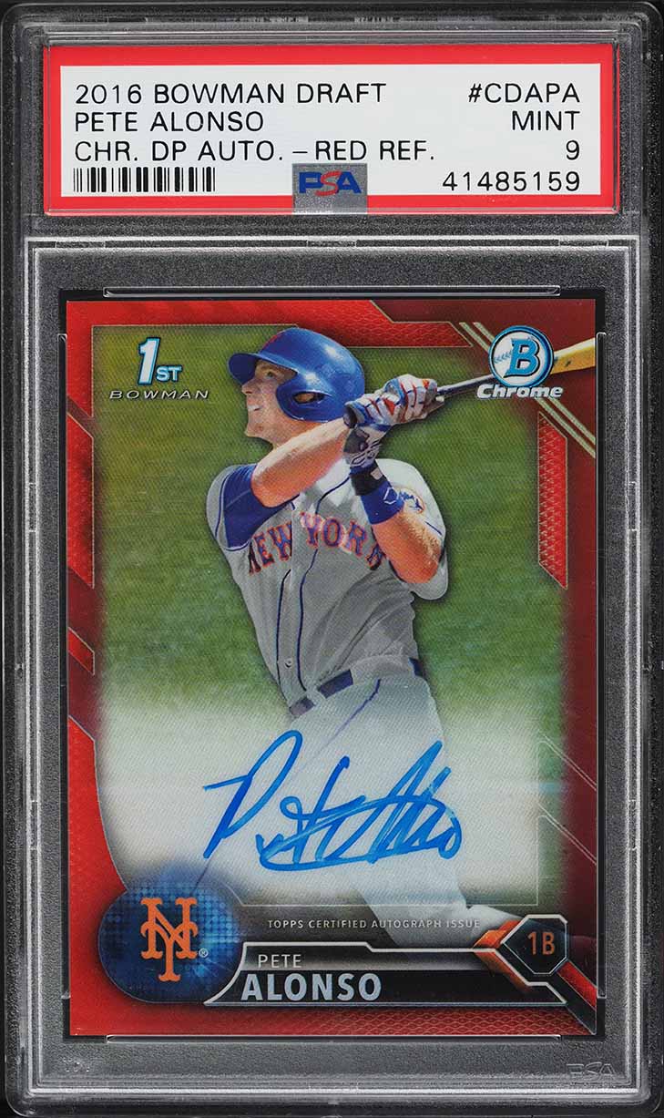 2016 Bowman Chrome Red Refractor Pete Alonso ROOKIE AUTO 1/5 #CDAPA PSA 9 MINT