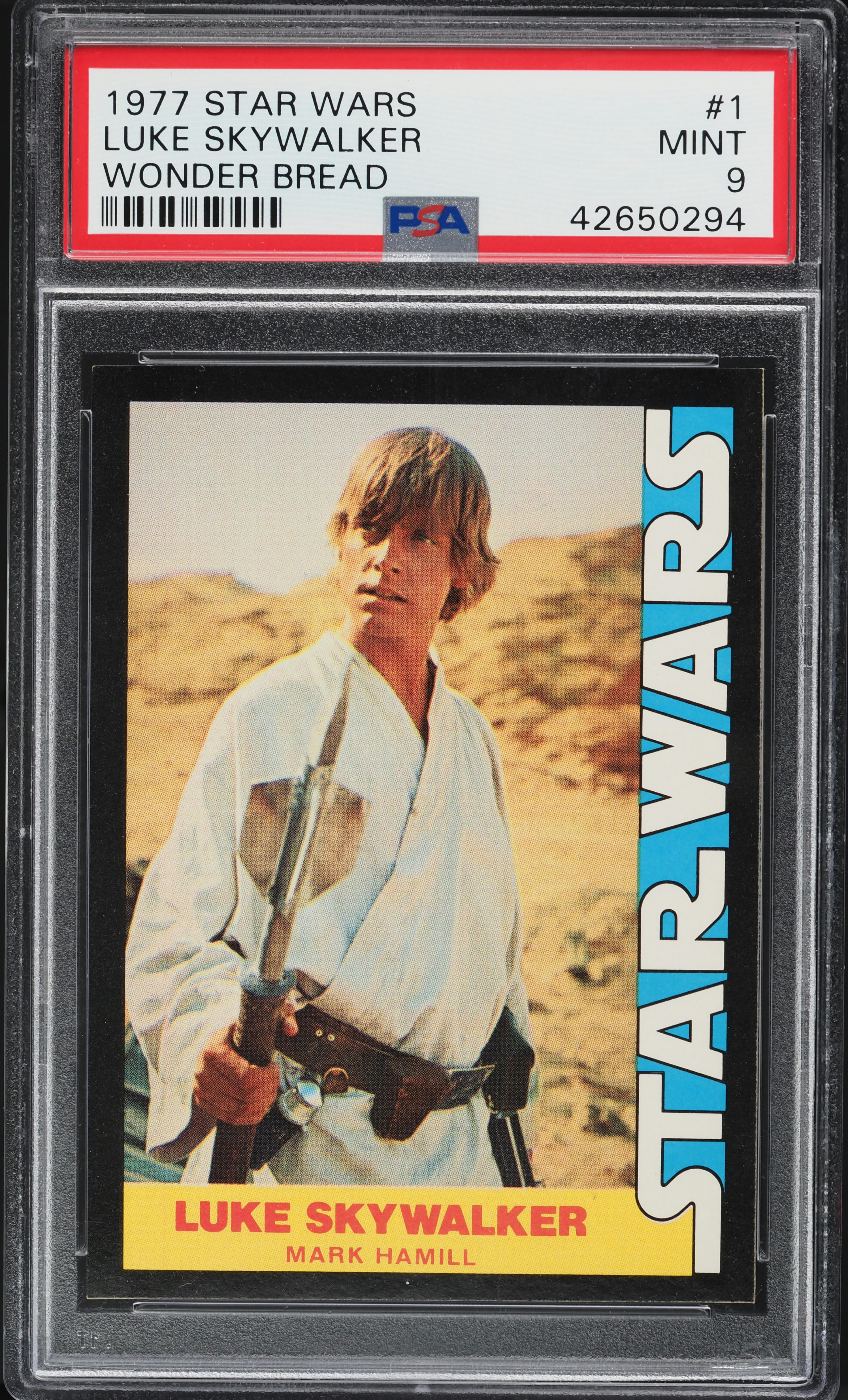 1977 Star Wars Wonder Bread Luke Skywalker #1 PSA 9 MINT on