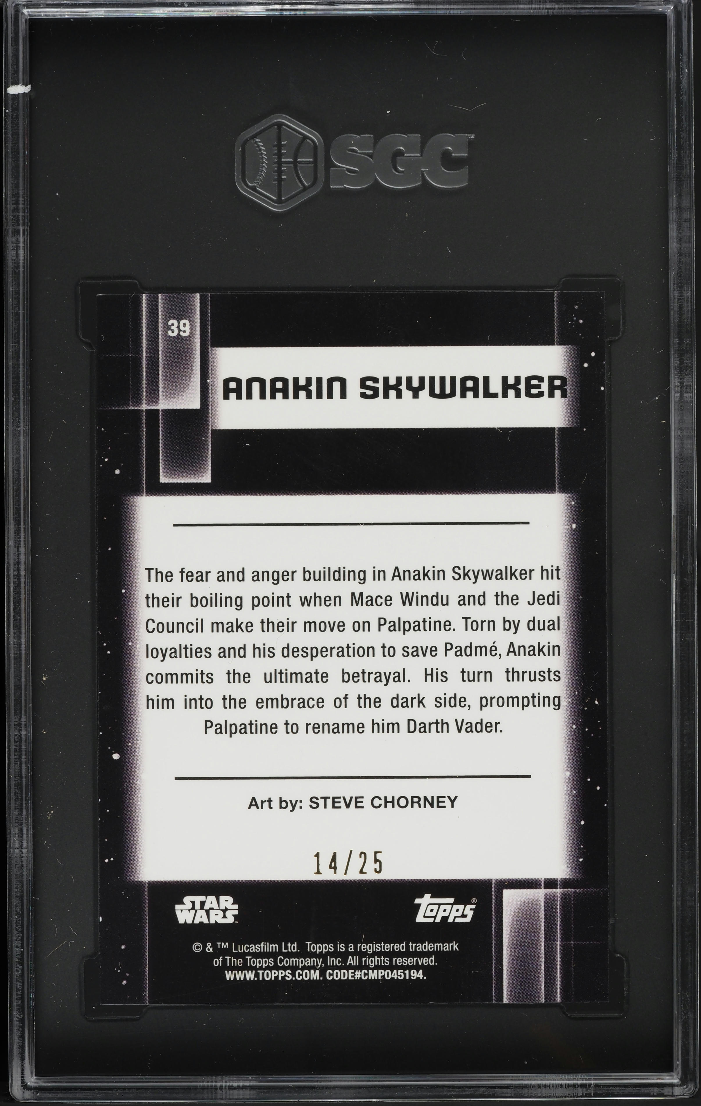2021 Topps Chrome Star Wars Galaxy Purple Refractor Anakin