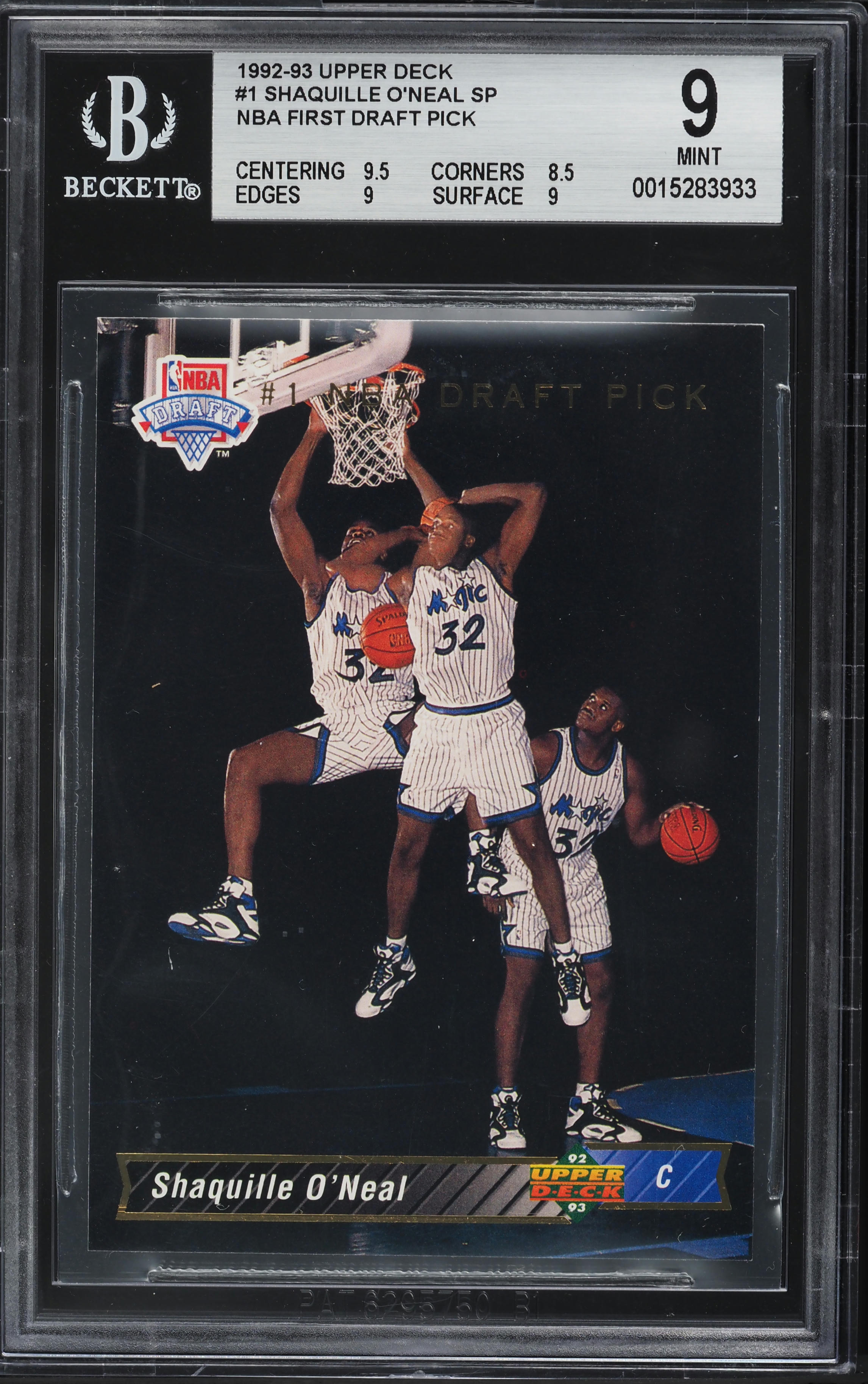 1992 Upper Deck First Draft Pick Shaquille O'Neal SP ROOKIE #1 BGS 9 MINT