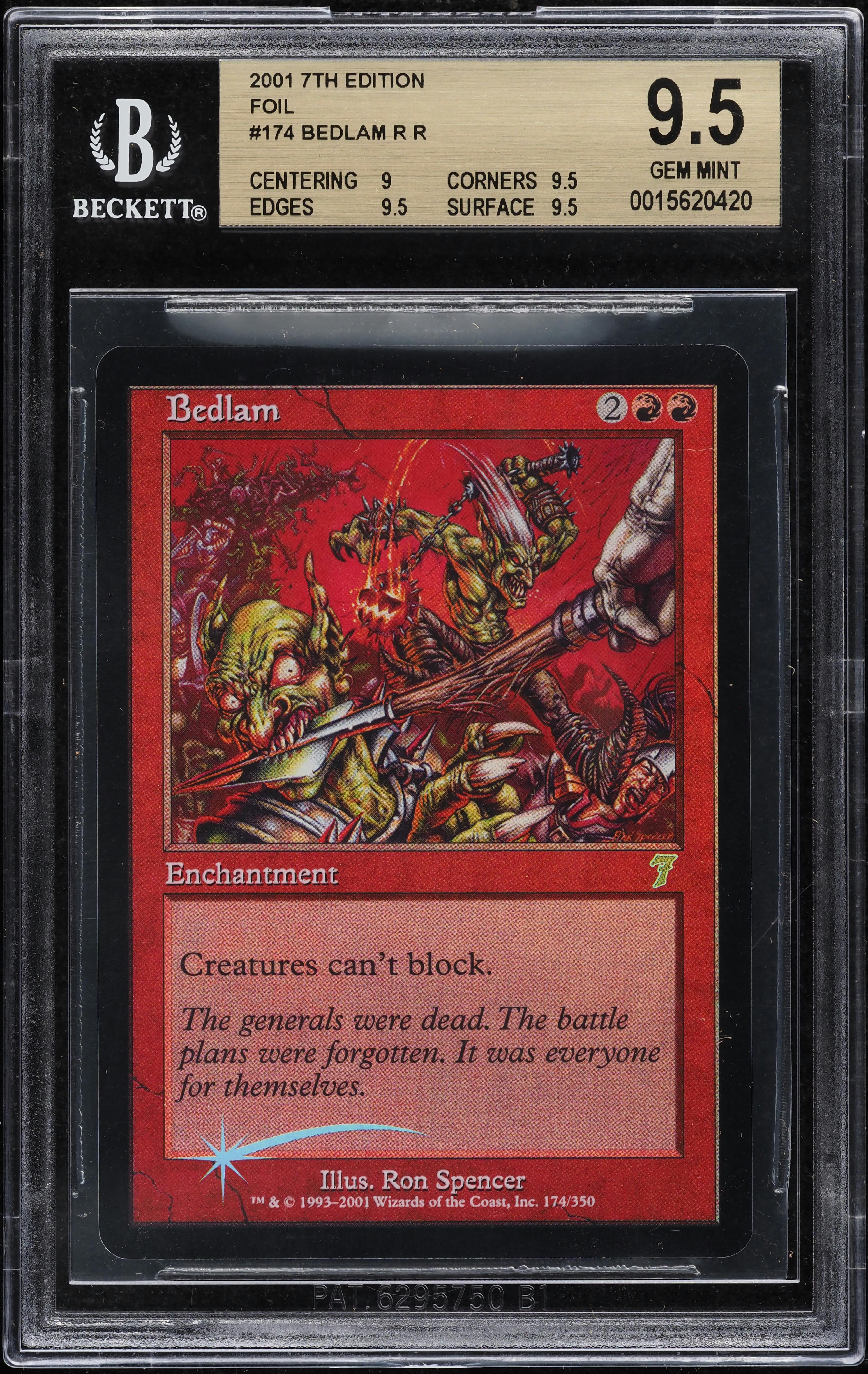 2001 Magic The Gathering MTG Seventh Edition Foil Bedlam R R BGS