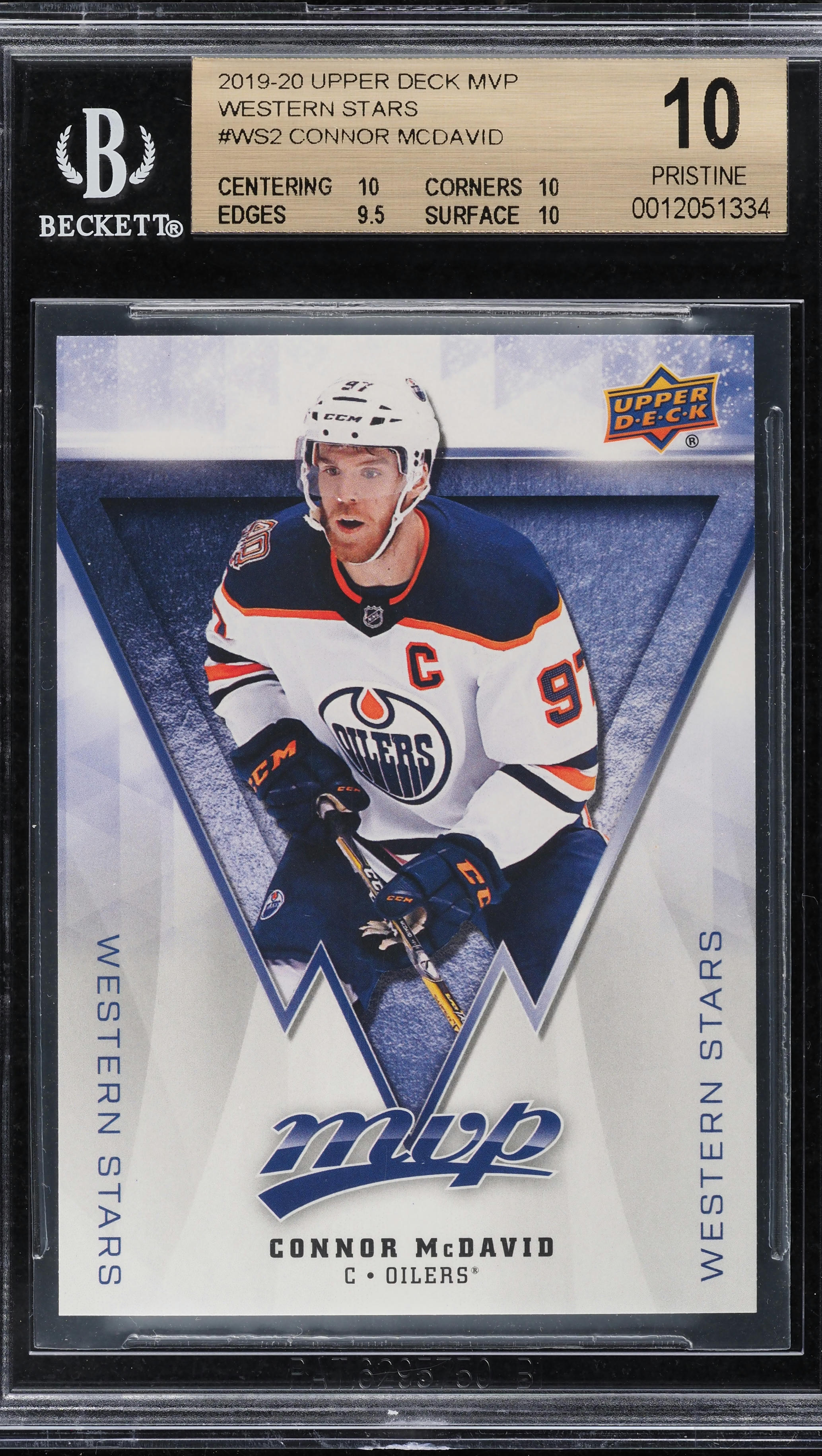 2019 Upper Deck MVP Western Stars Connor McDavid #WS2 BGS 10 PRISTINE