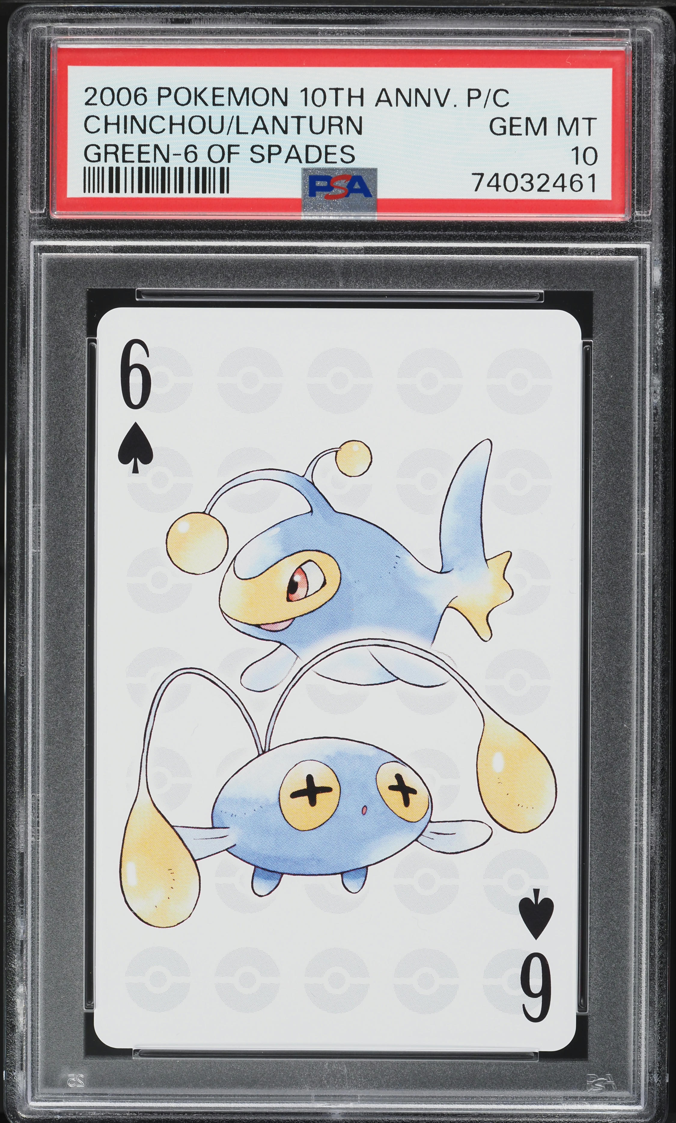 2006 Pokemon 10th Anniversary Playing Cards Green Deck Chinchou Lanturn PSA 10 on Fanatics Collect 2006 Pokemon 10th Anniversary Playing Cards Green Deck Chinchou Lanturn PSA 10 on Fanatics Collect