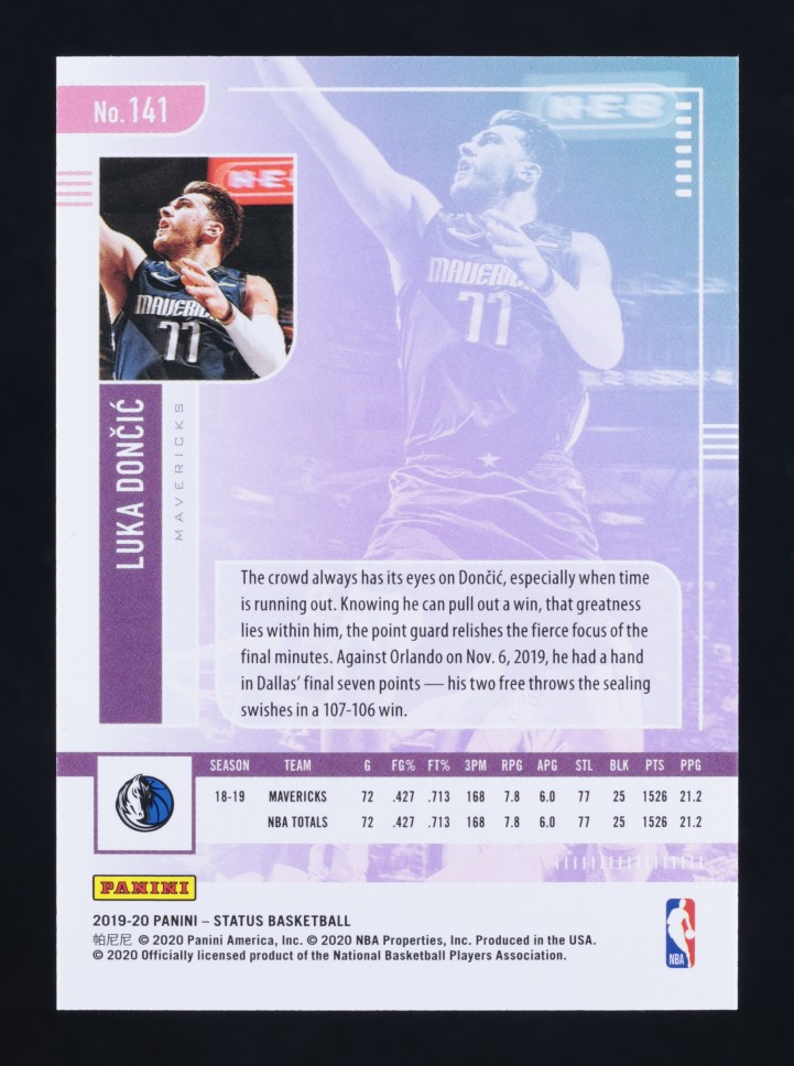 2019 Panini Status White Diamonds Luka Doncic /125 #141 MBA AUTH