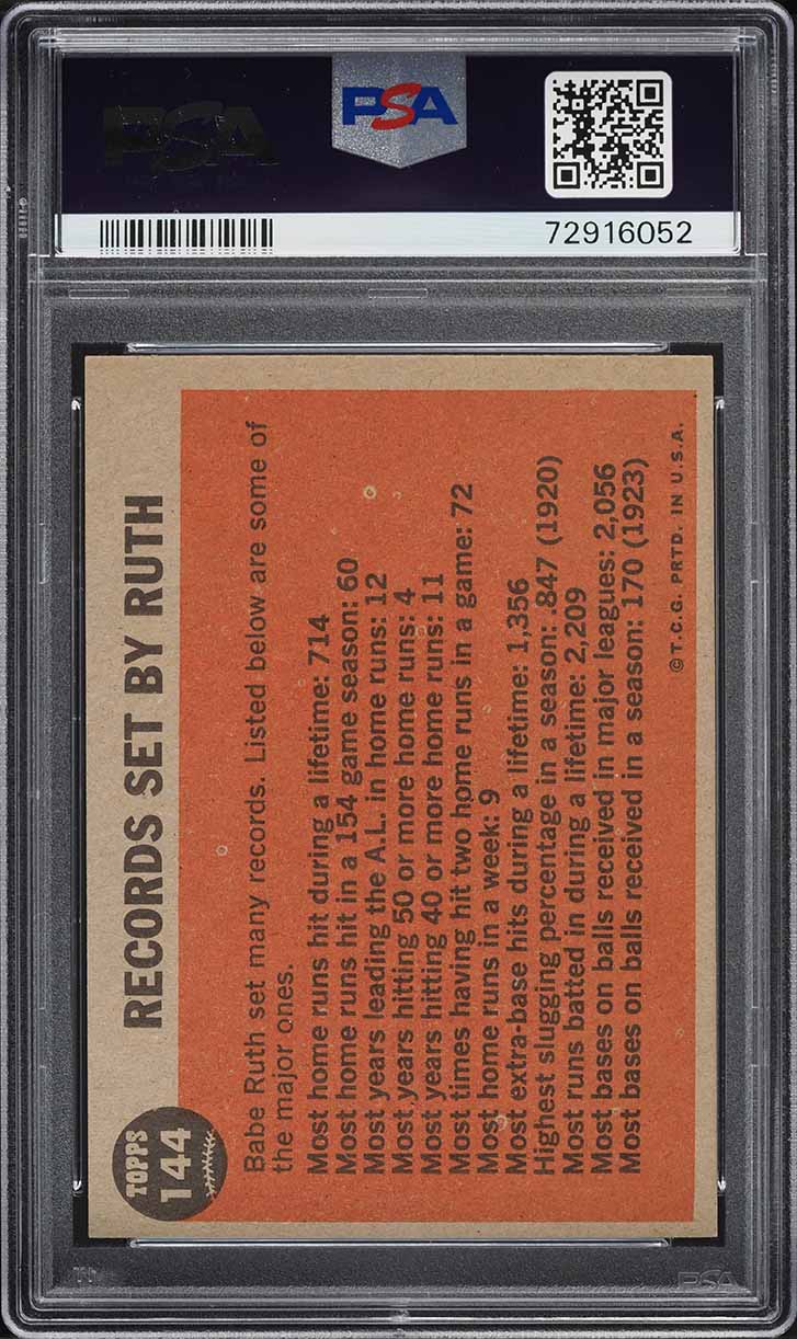 1962 Topps Babe Ruth FAREWELL SPEECH #144 PSA 6 EXMT