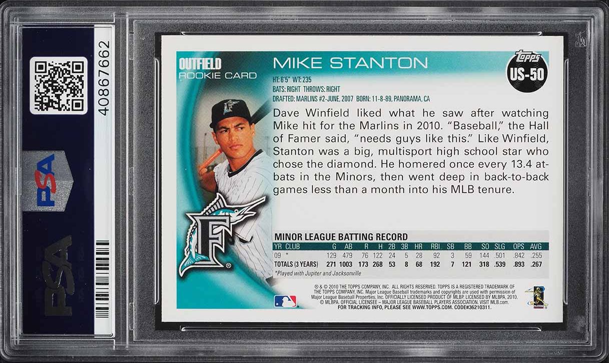 2010 Topps Update Giancarlo Stanton ROOKIE #US-50 PSA 9 MINT