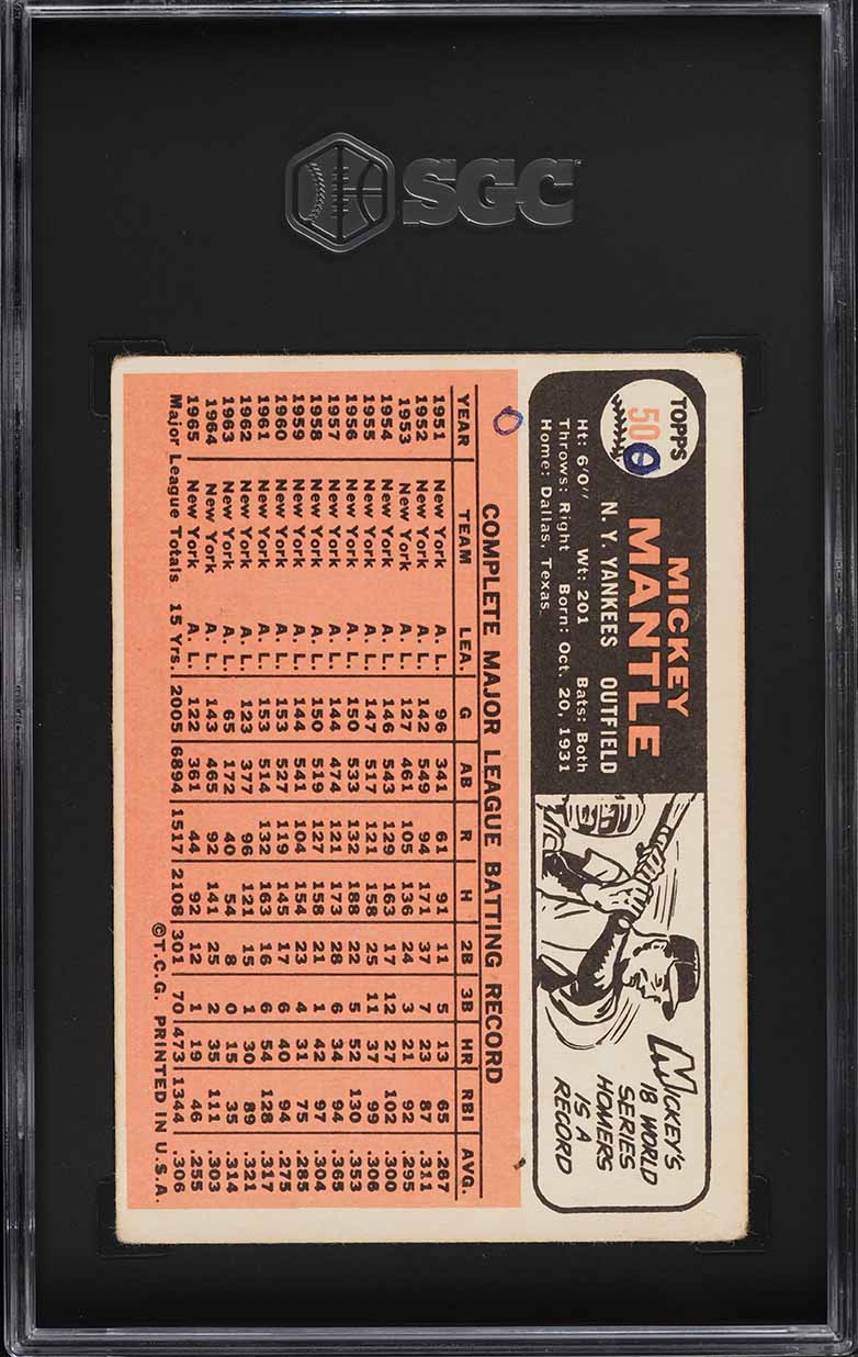 1966 Topps Mickey Mantle #50 SGC 1.5 FR
