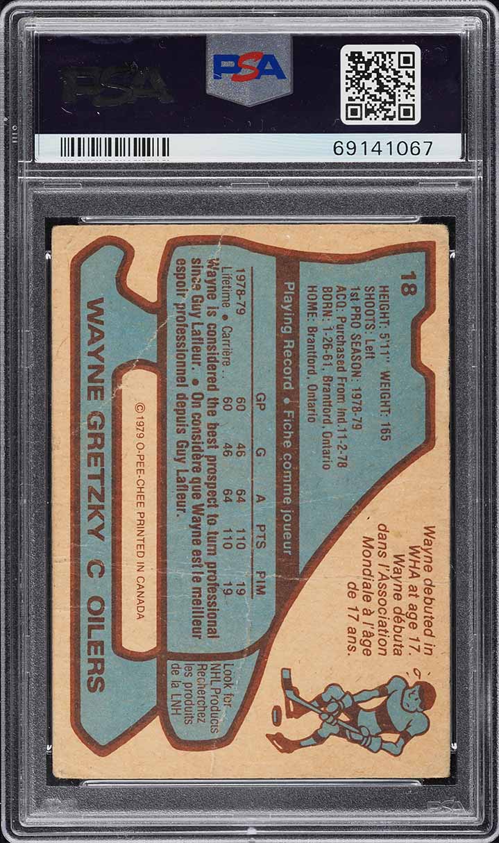 1979 O-Pee-Chee Hockey Wayne Gretzky ROOKIE AUTO DNA 7 #18 PSA AUTH
