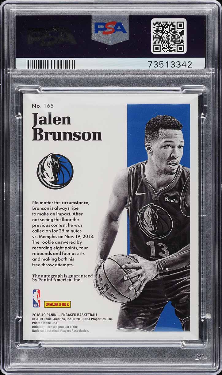 2018 Panini Encased Jalen Brunson ROOKIE AUTO /75 #165 PSA 9 MINT