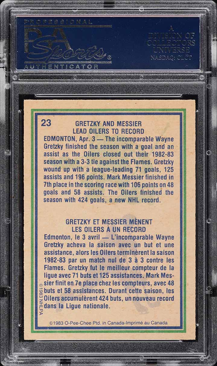 1983 O-Pee-Chee Hockey Wayne Gretzky & Mark Messier HIGHLIGHTS #23 PSA 10 GEM