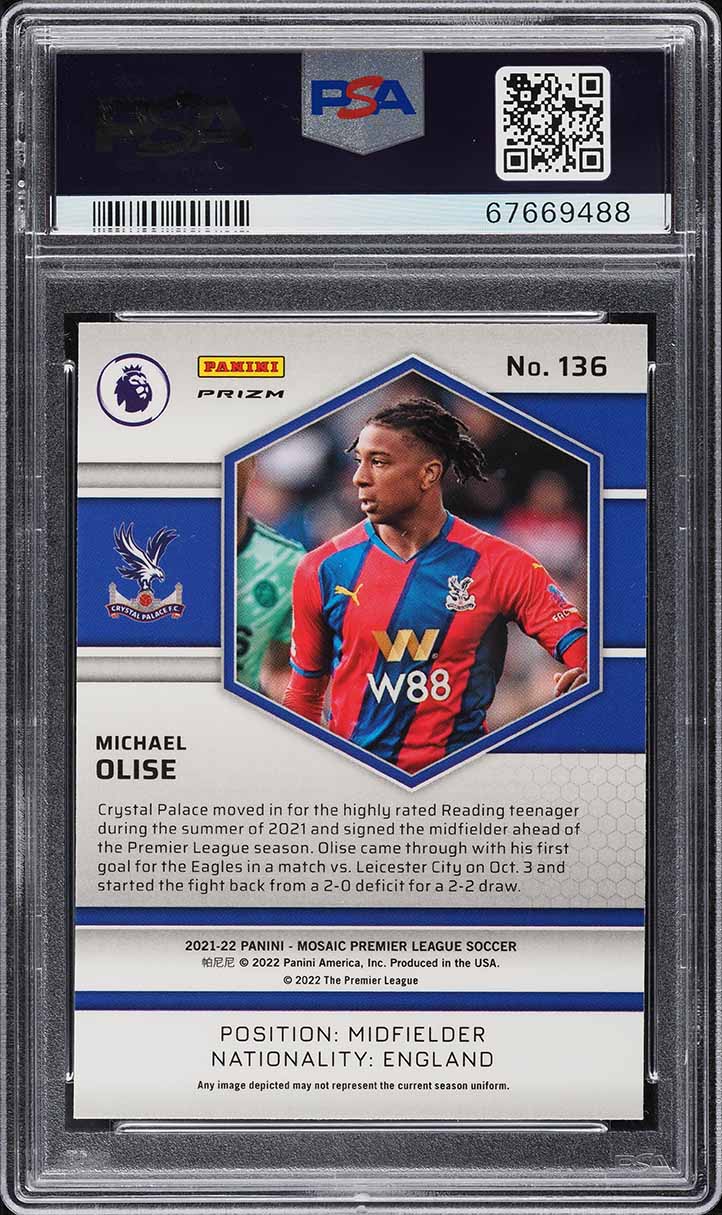 2021 Panini Mosaic Premier League Genesis Michael Olise ROOKIE #136 PSA 10 GEM