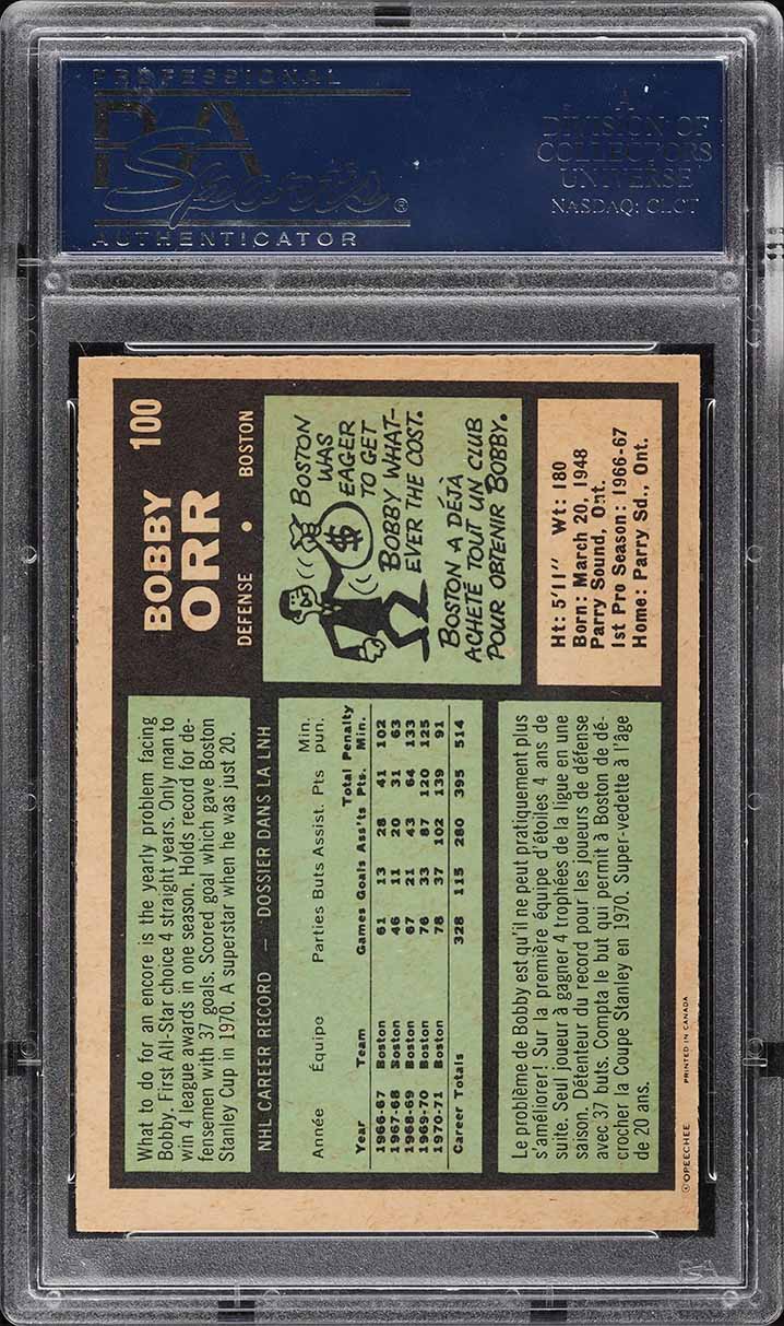 1971 O-Pee-Chee Hockey Bobby Orr #100 PSA 8 NM-MT