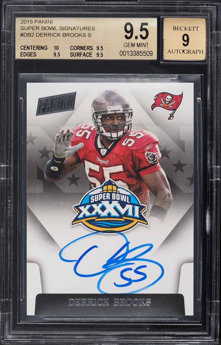 2015 Panini Super Bowl Signatures Derrick Brooks AUTO #DB2 BGS 9.5 GEM MINT