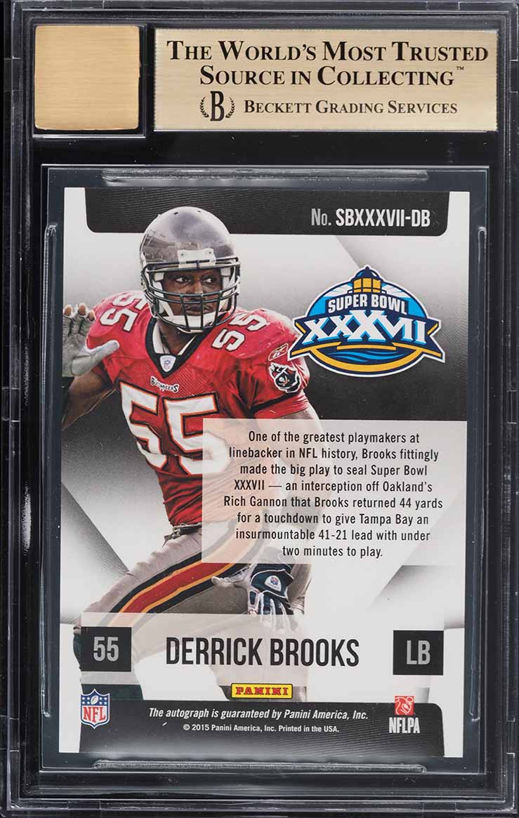 2015 Panini Super Bowl Signatures Derrick Brooks AUTO #DB2 BGS 9.5 GEM MINT
