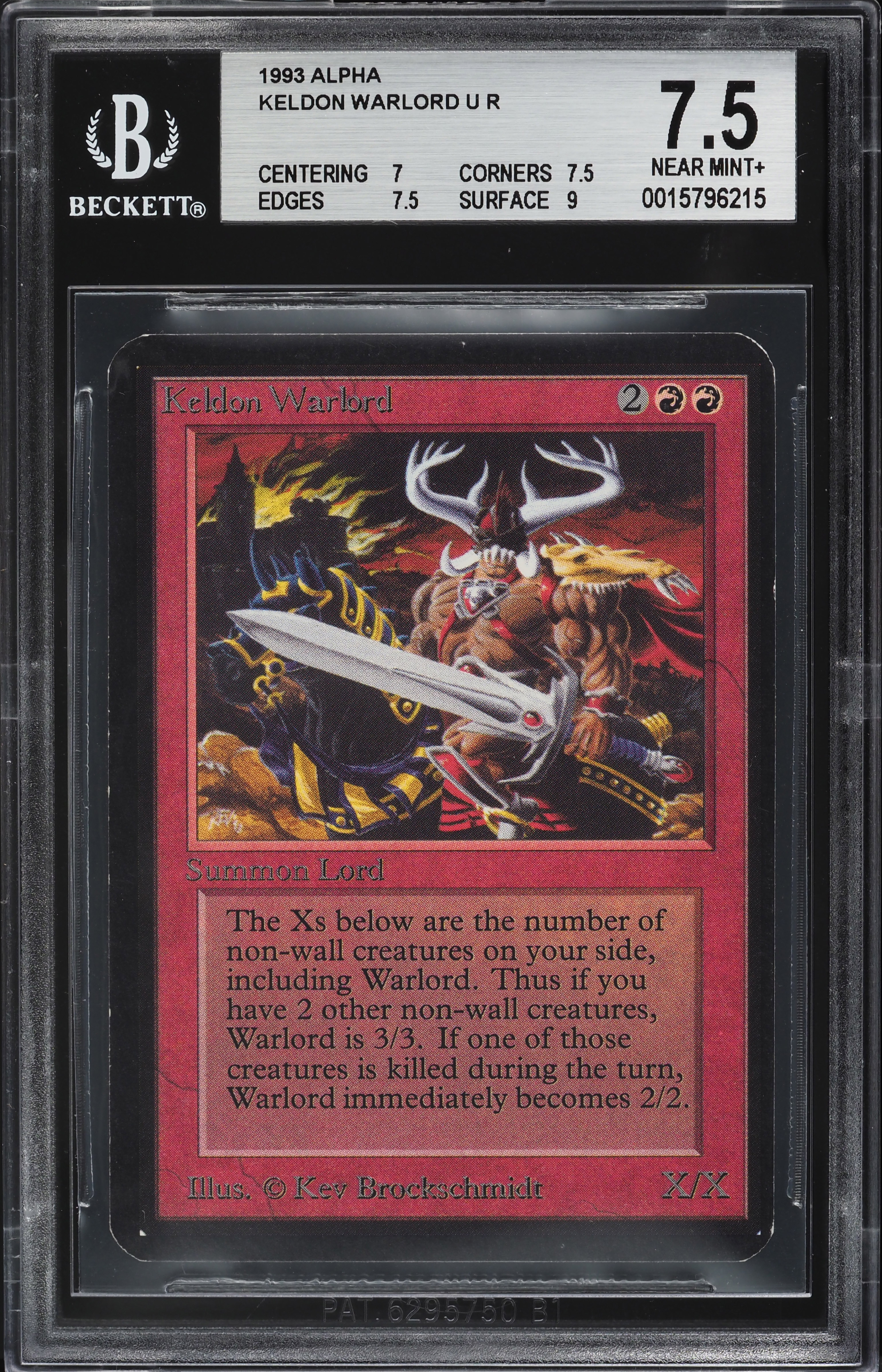 1993 Magic The Gathering MTG Alpha Keldon Warlord U R BGS 7.5