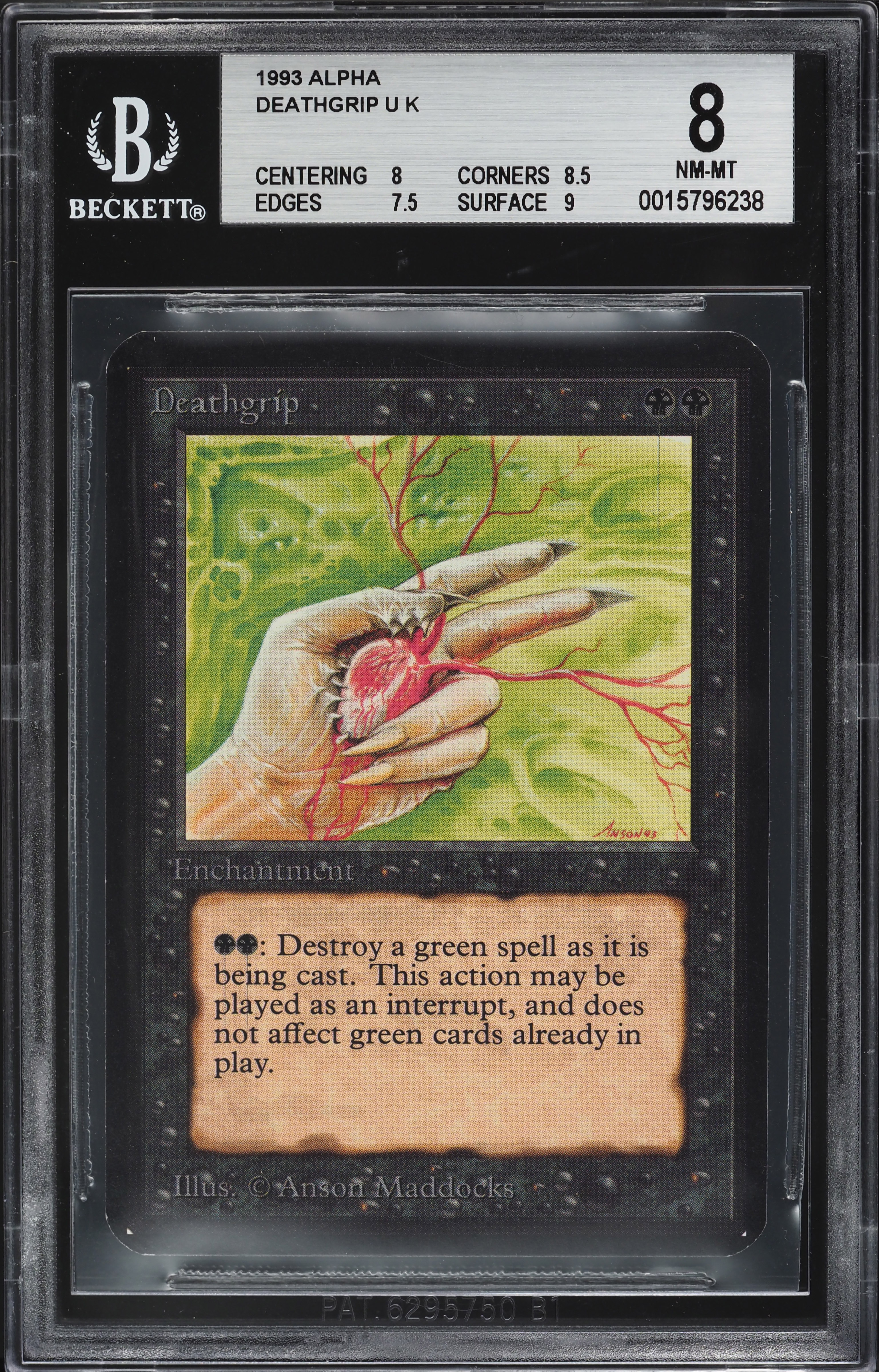 1993 Magic The Gathering MTG Alpha Deathgrip BGS 8 NM-MT on