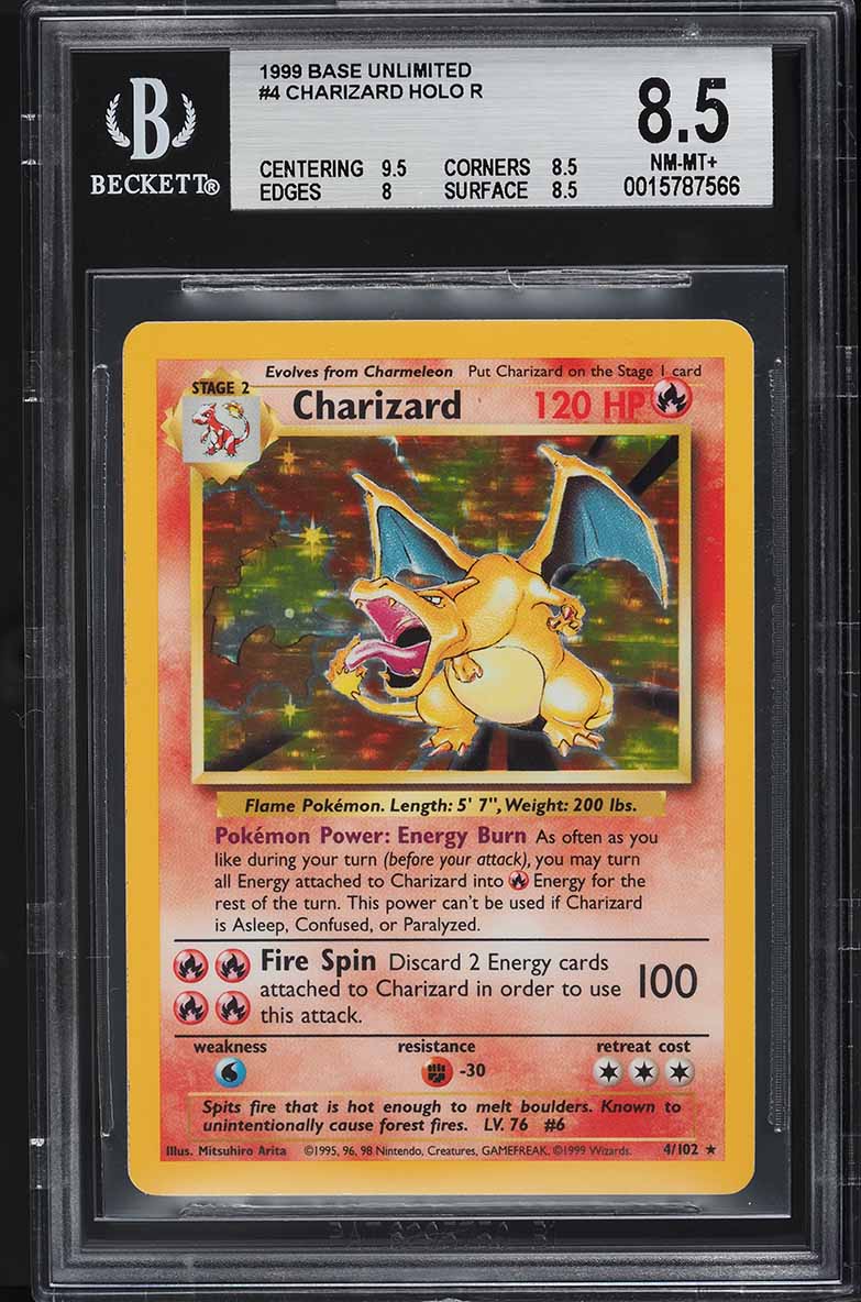 1999 Pokemon Base Set Holo Charizard #4 BGS 8.5 NM-MT+