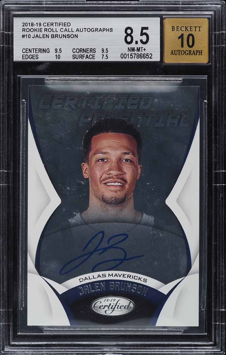 2018 Panini Certified Roll Call Jalen Brunson ROOKIE AUTO #10 BGS 8.5 NM-MT+