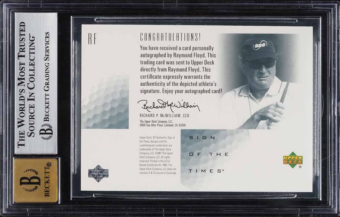 2001 SP Authentic Sign Of The Times Raymond Floyd AUTO #RF BGS 9 MINT