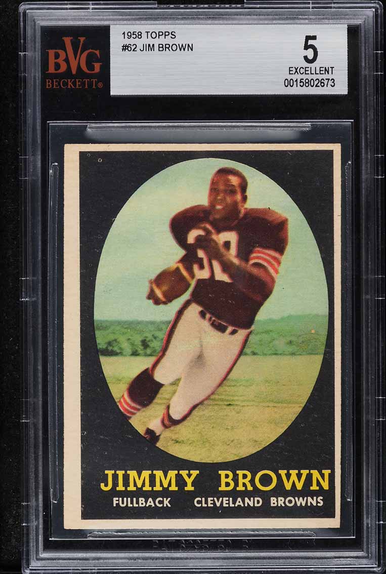 1958 Topps Football Jim Brown ROOKIE #62 BVG 5 EX on Fanatics Collect