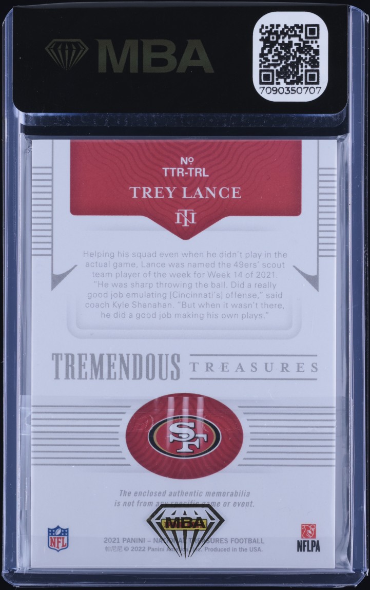 2021 National Treasures Tremendous Trey Lance RC PATCH /99 #TTR-TRL MBA AUTH