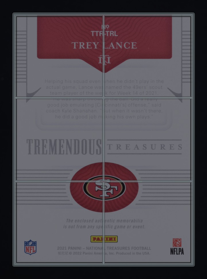 2021 National Treasures Tremendous Trey Lance RC PATCH /99 #TTR-TRL MBA AUTH