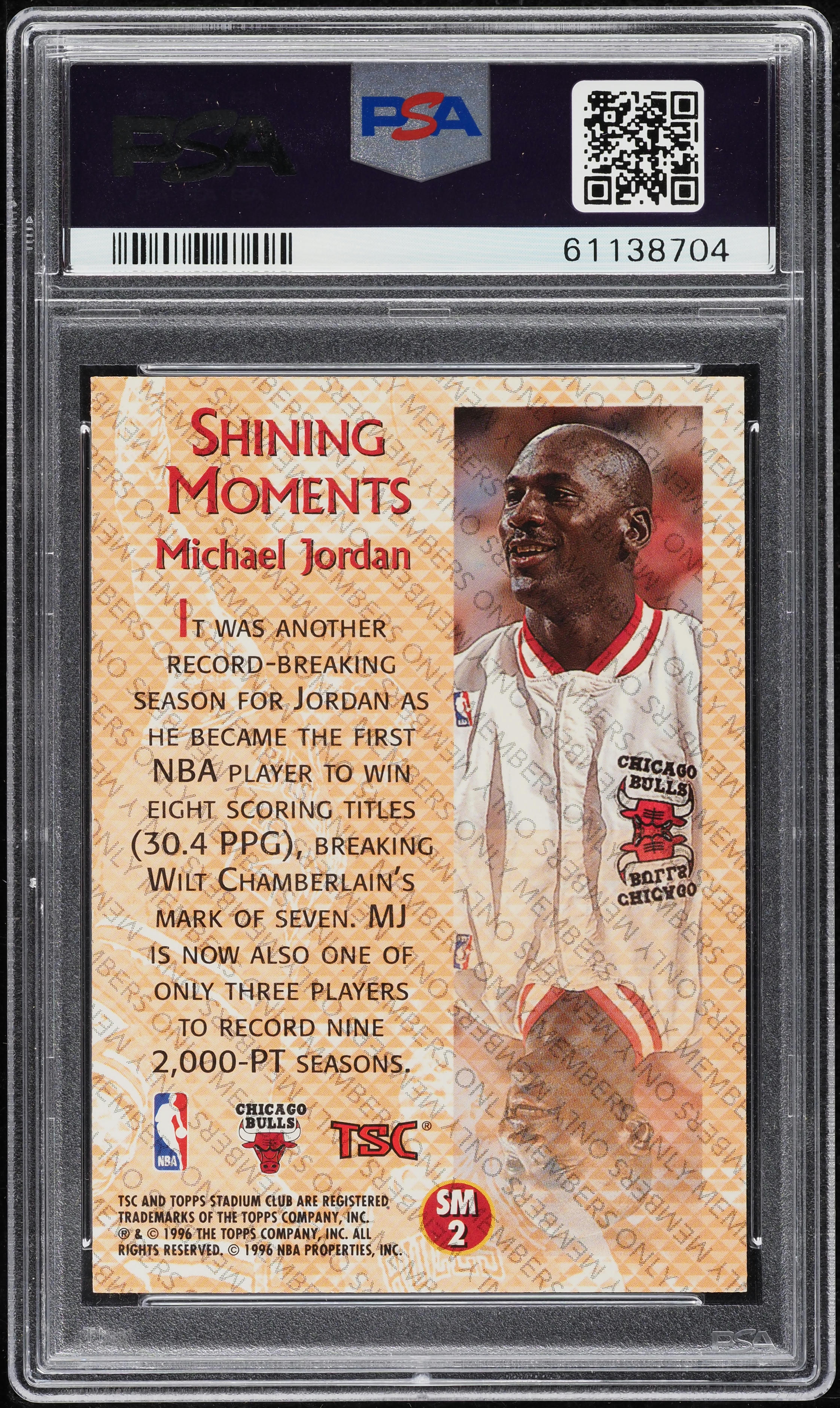 1996 Stadium Club Shining Moments Members Only Michael Jordan #SM2 PSA 10 GEM