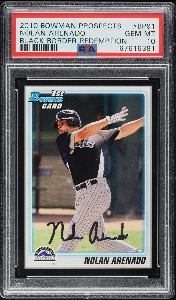 2010 Bowman Prospects Black Border Redemption Nolan Arenado ROOKIE PSA 10 GEM