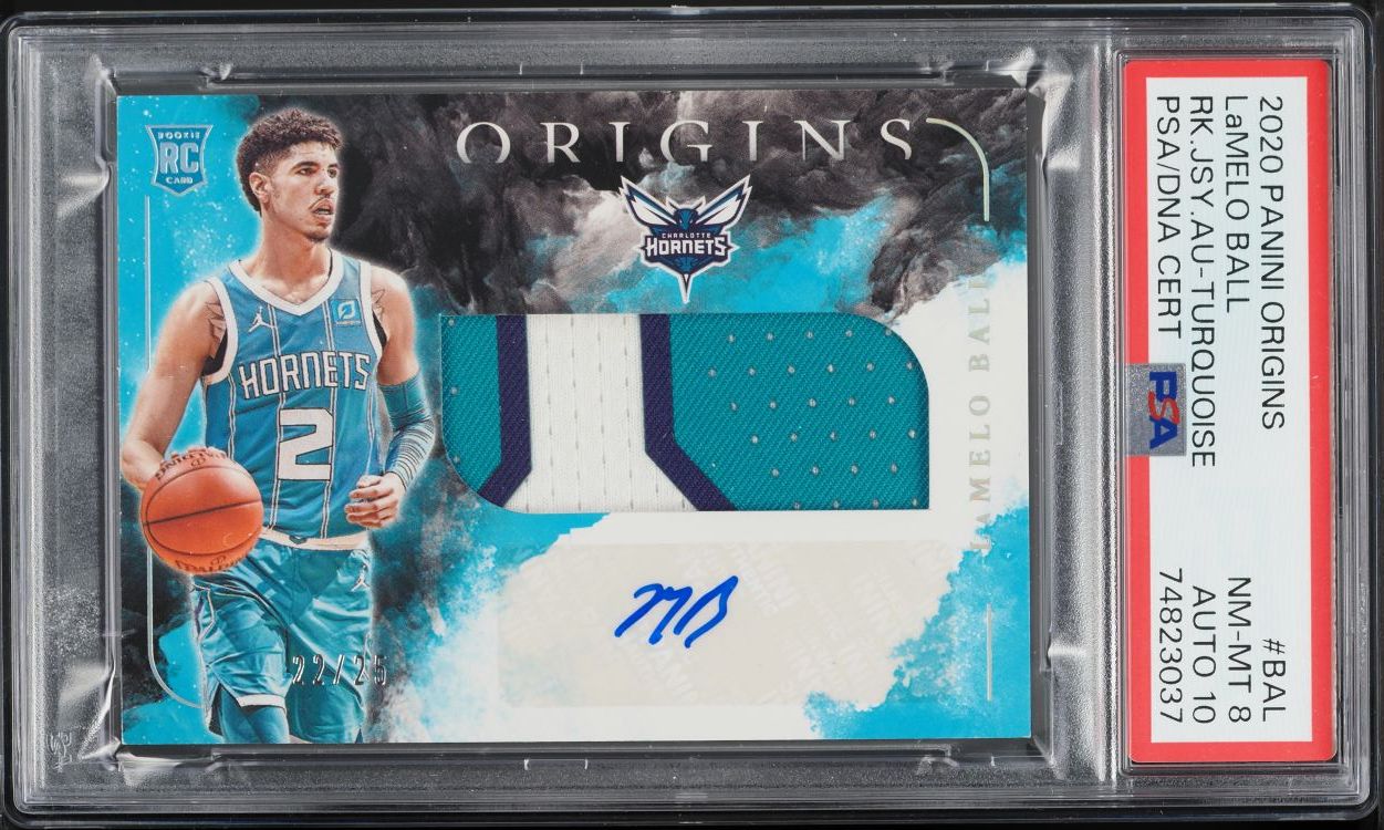 2020 Panini Origins Turquoise Lamelo Ball ROOKIE PATCH AUTO DNA 10